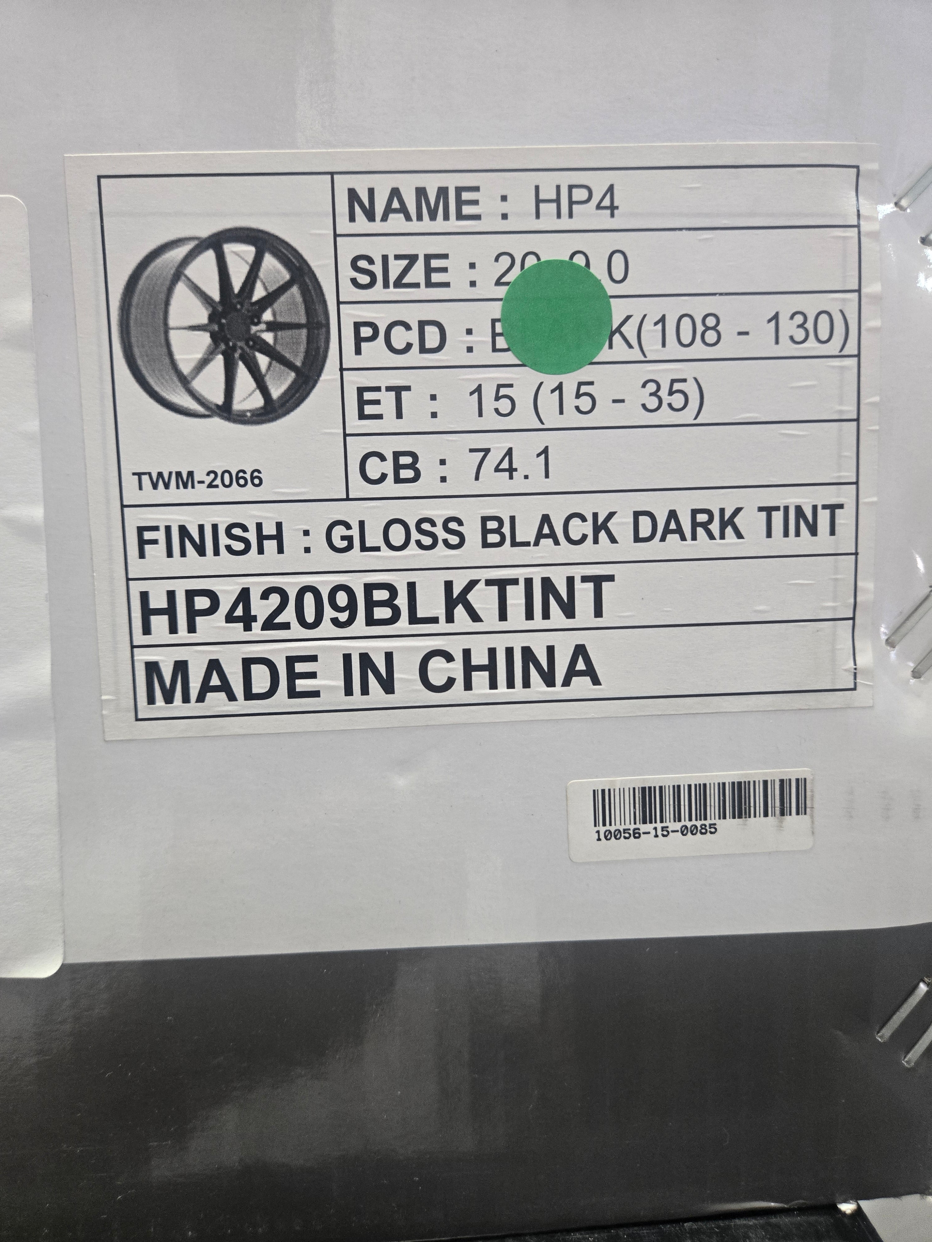 GWG HP4 20X9.0 5X114.3 GLOSS BLACK DARK TINT CB74.1 ET35