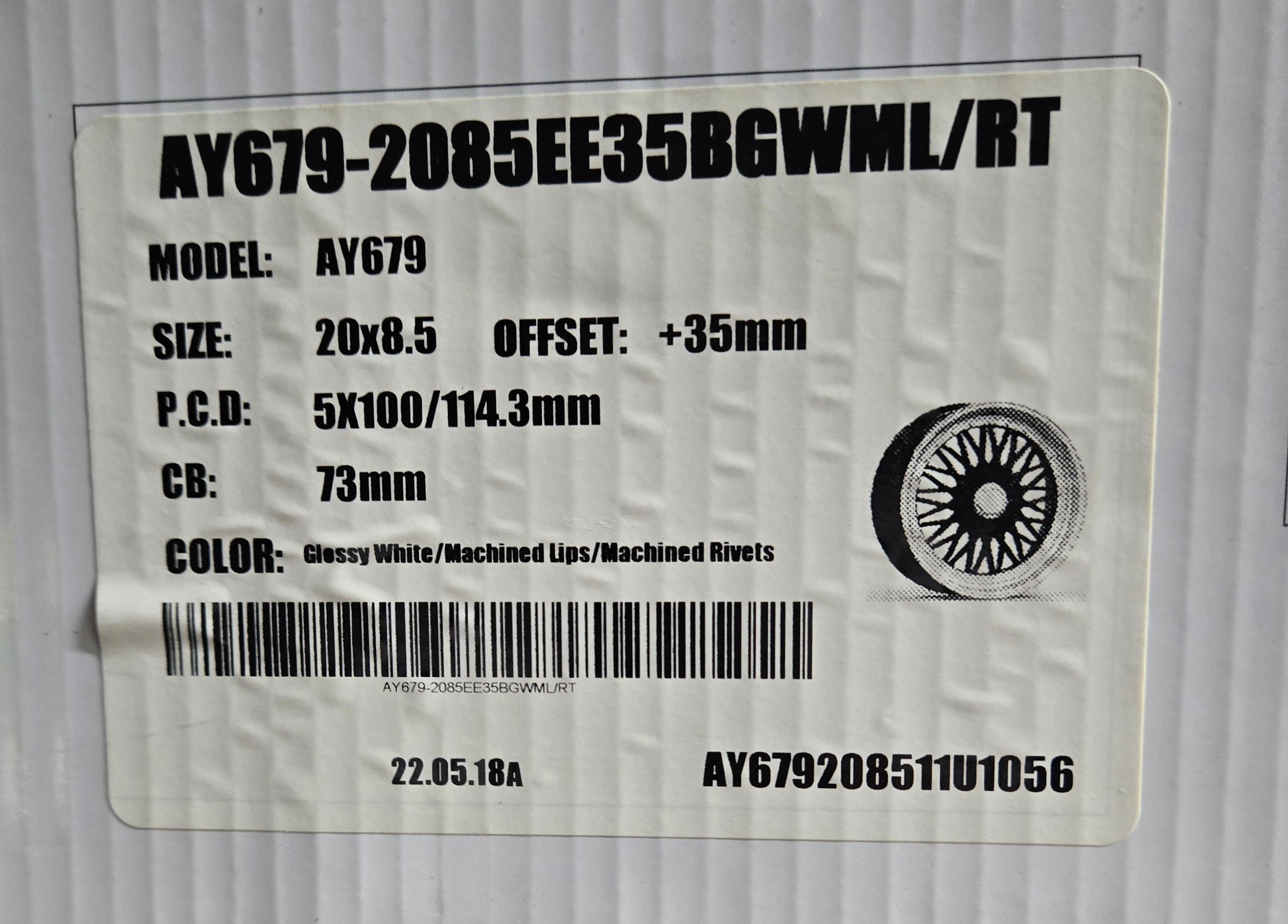 ALFINA AY679 20X8.5 5X100 5X114.3 WHITE CB73.1 ET35