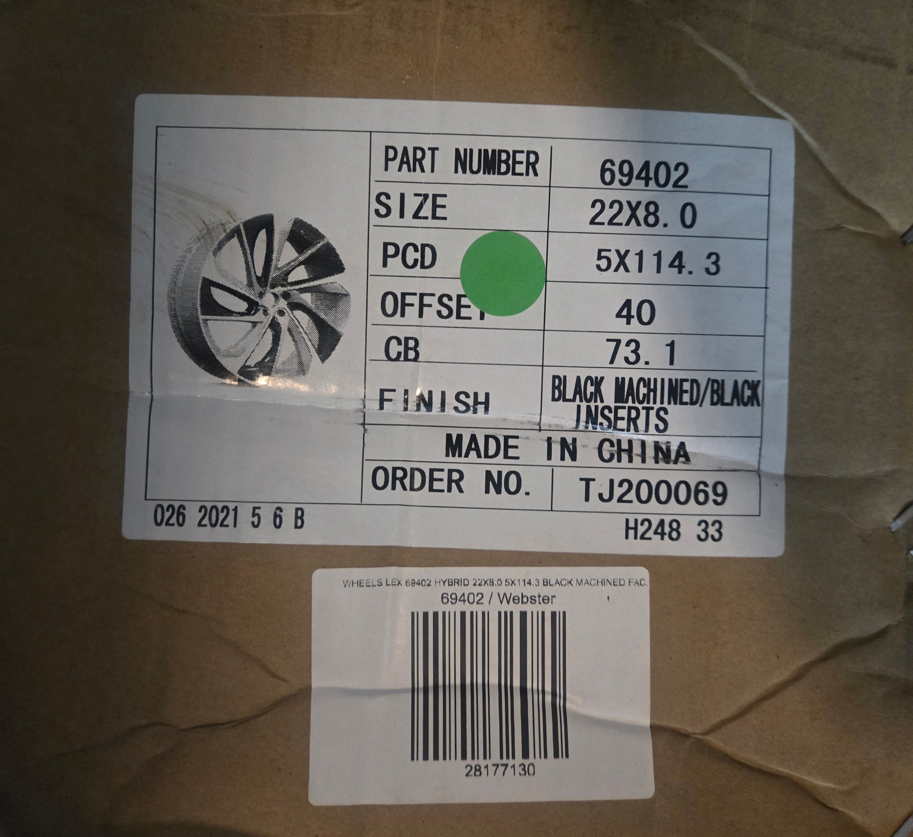 LEX 69402 HYBRID 22X8.0 5X114.3 BLACK MACHINED FACE CB73.1 ET40