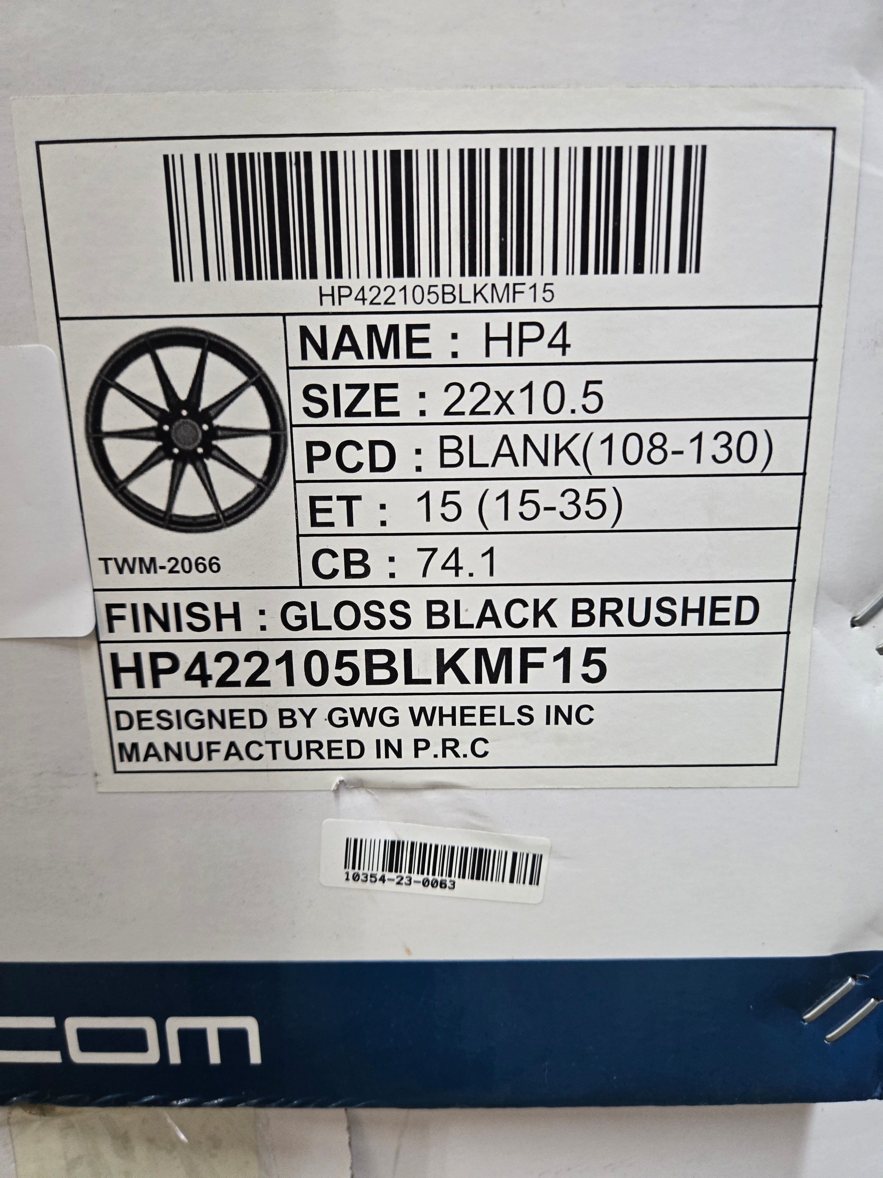 GWG HP4 22X10.5 5X112 5X114.3 GLOSS BLACK BRUSHED CB74.1 ET35