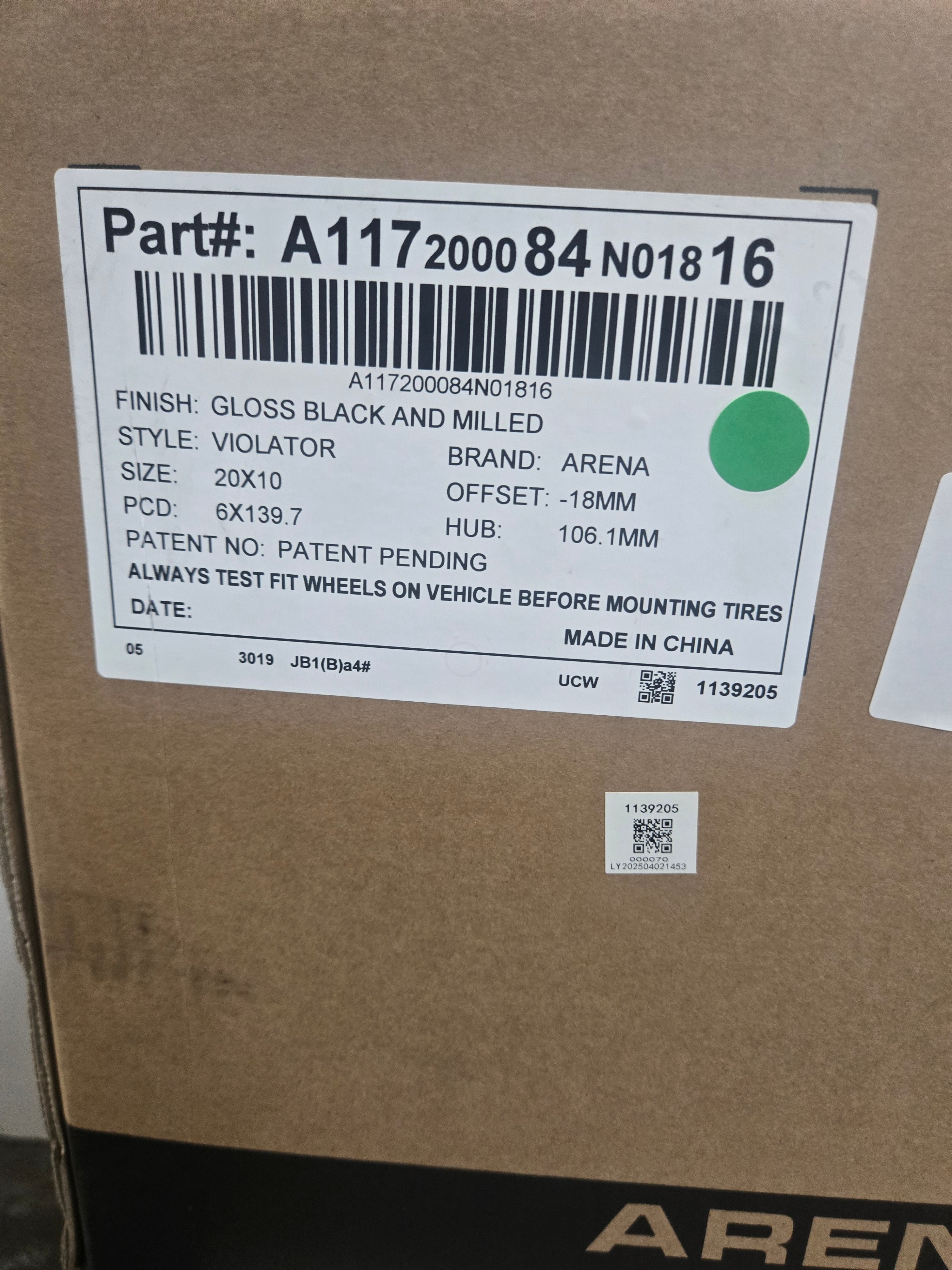 ARENA A117 20X10 6X139.7 VIOLATOR GLOSS BLACK AND MILLED CB106.1 ET18