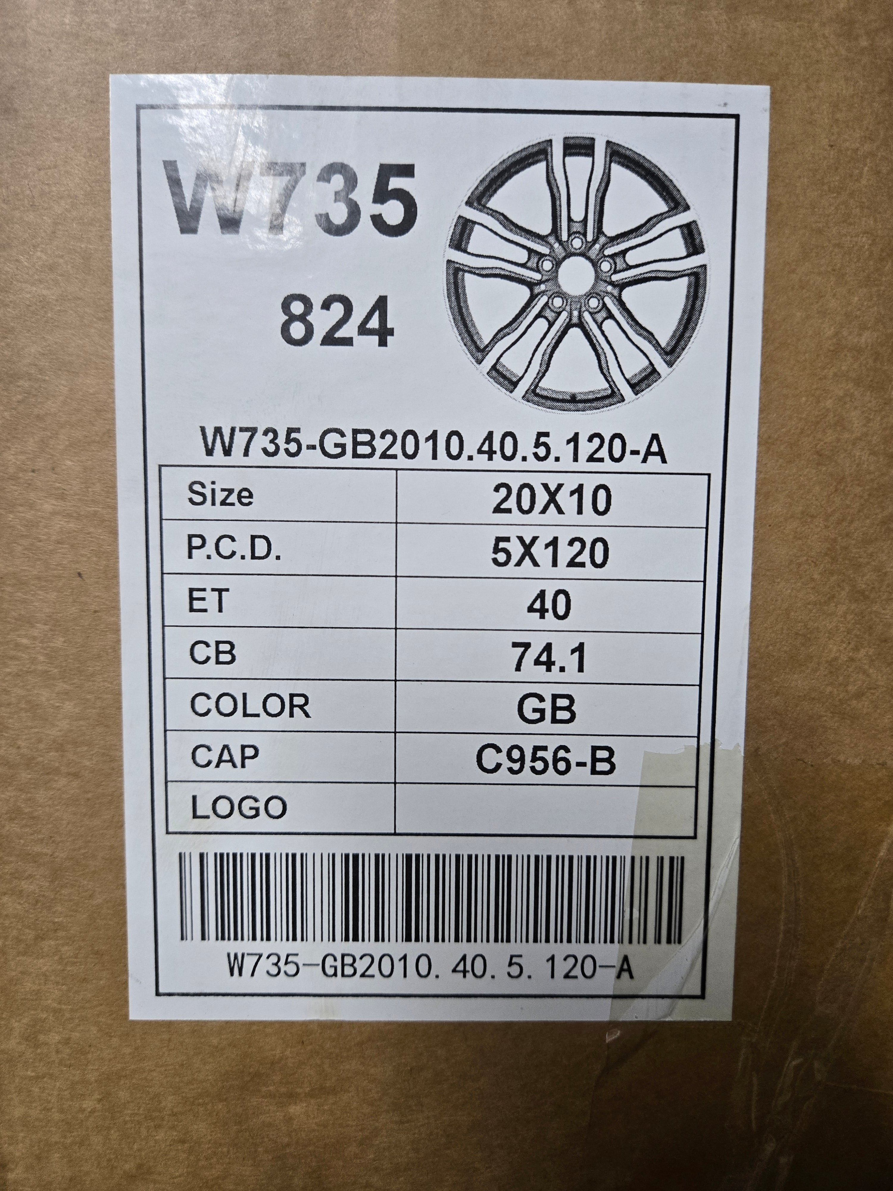 W735 DLJ588 20x10 5x120 GLOSS BLACK