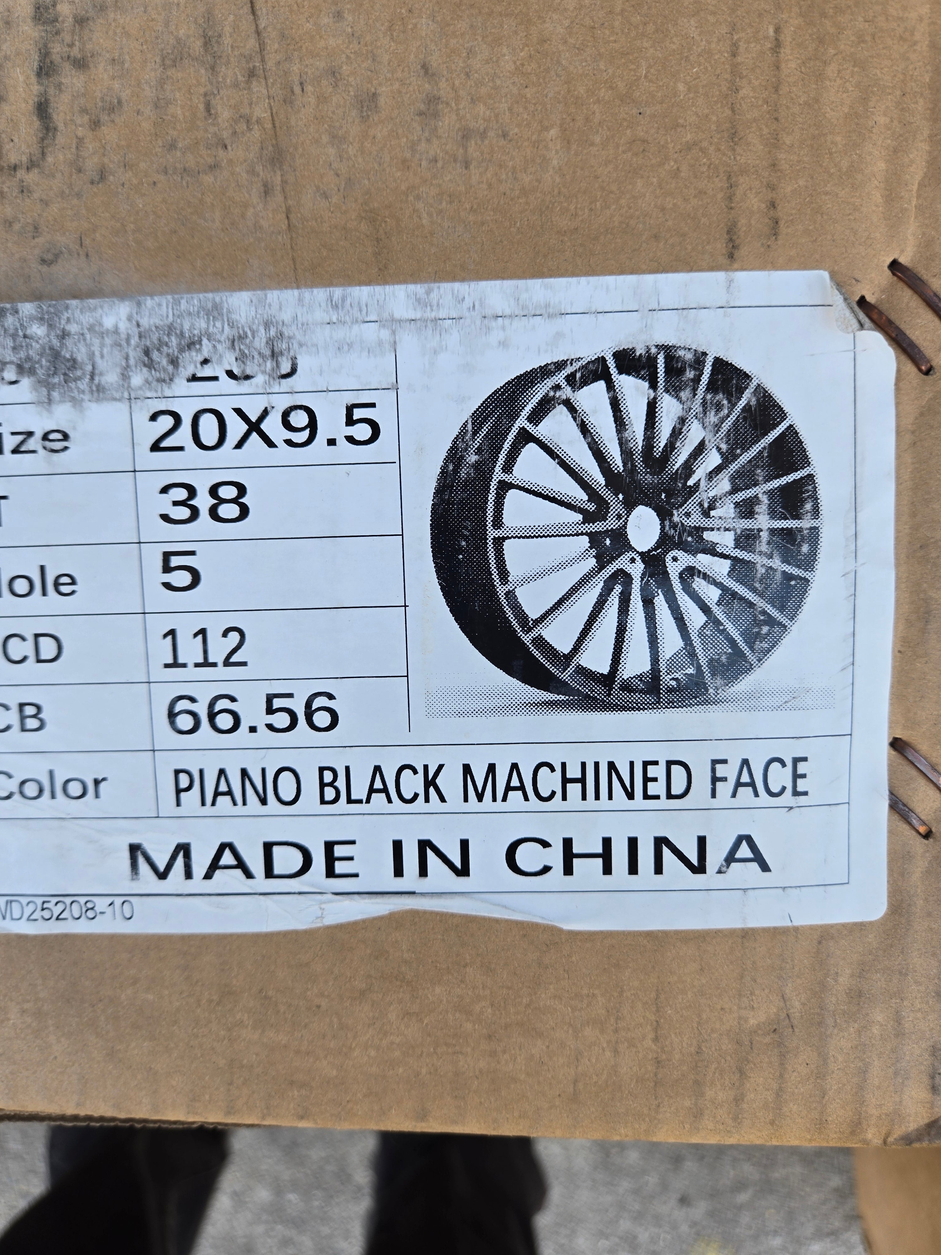 0235 20X9.5 5X112 PIANO BLACK MACHINED FACE CB66.6 ET 38