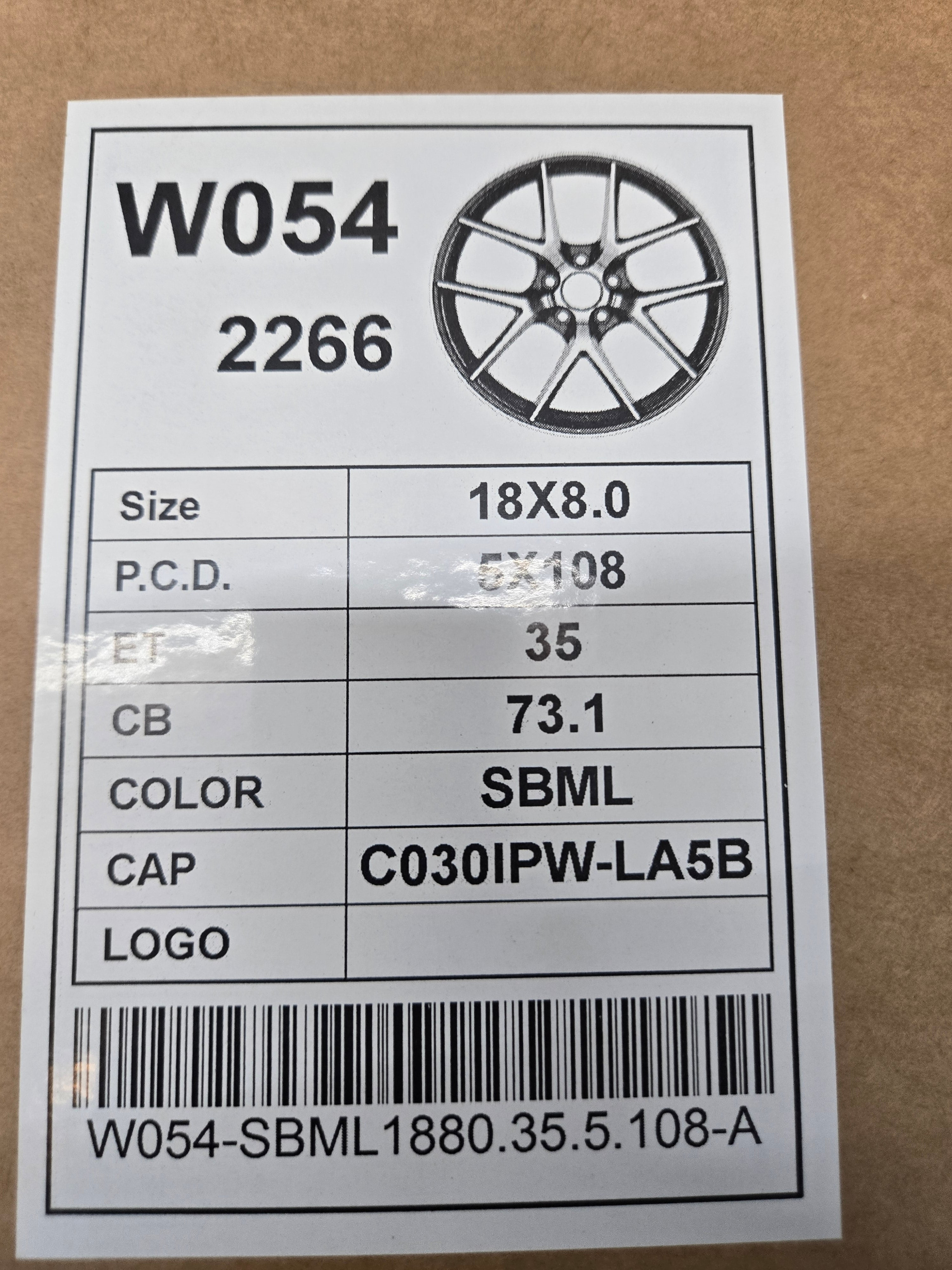 W054 18X8.0 5X108 SATIN BLACK MACHINED LIP CB73.1 ET35
