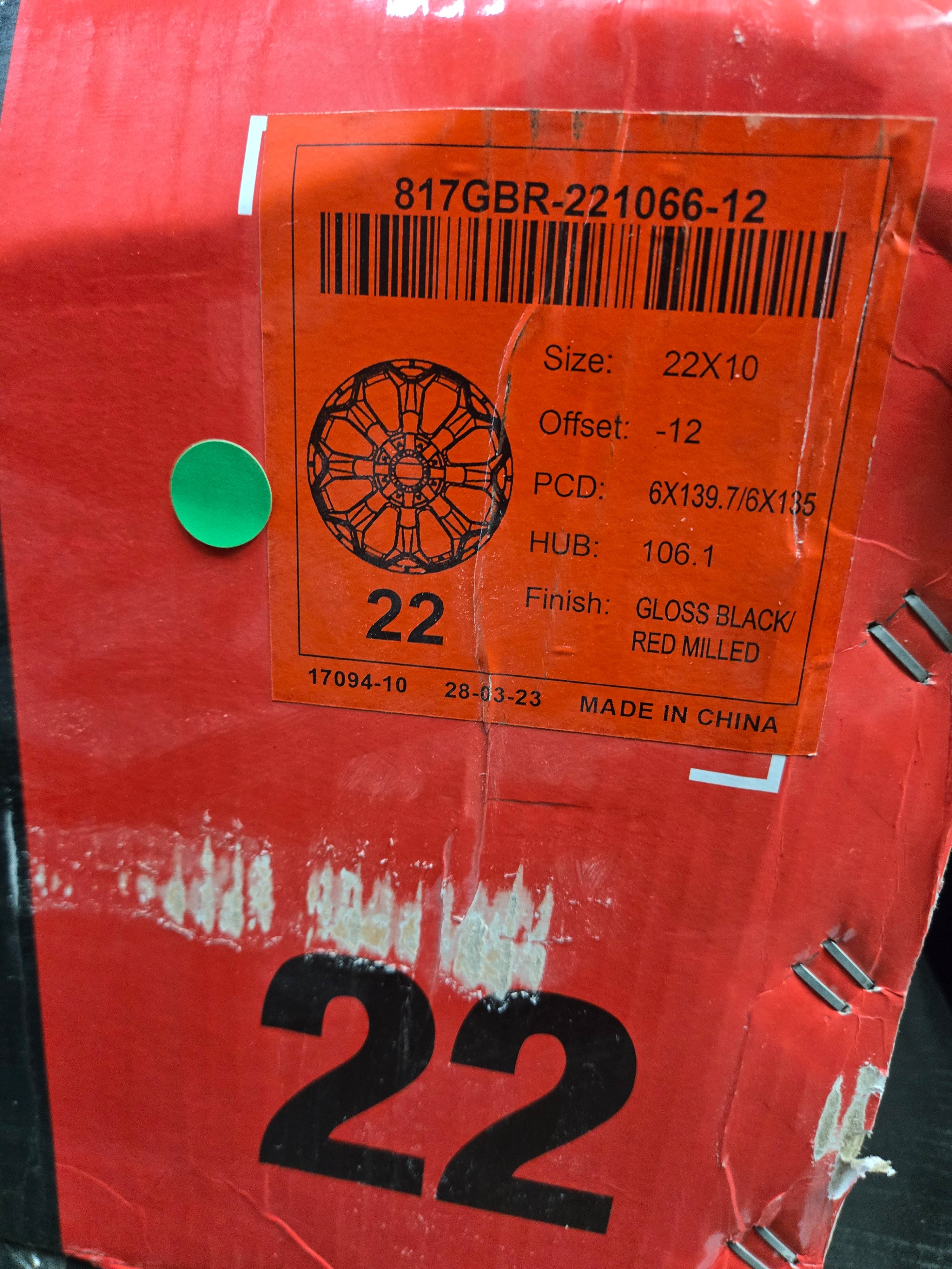 IMPACT 817 22X10.0 6X139.7 6X135 RED MILLING CB106.1 ET-12