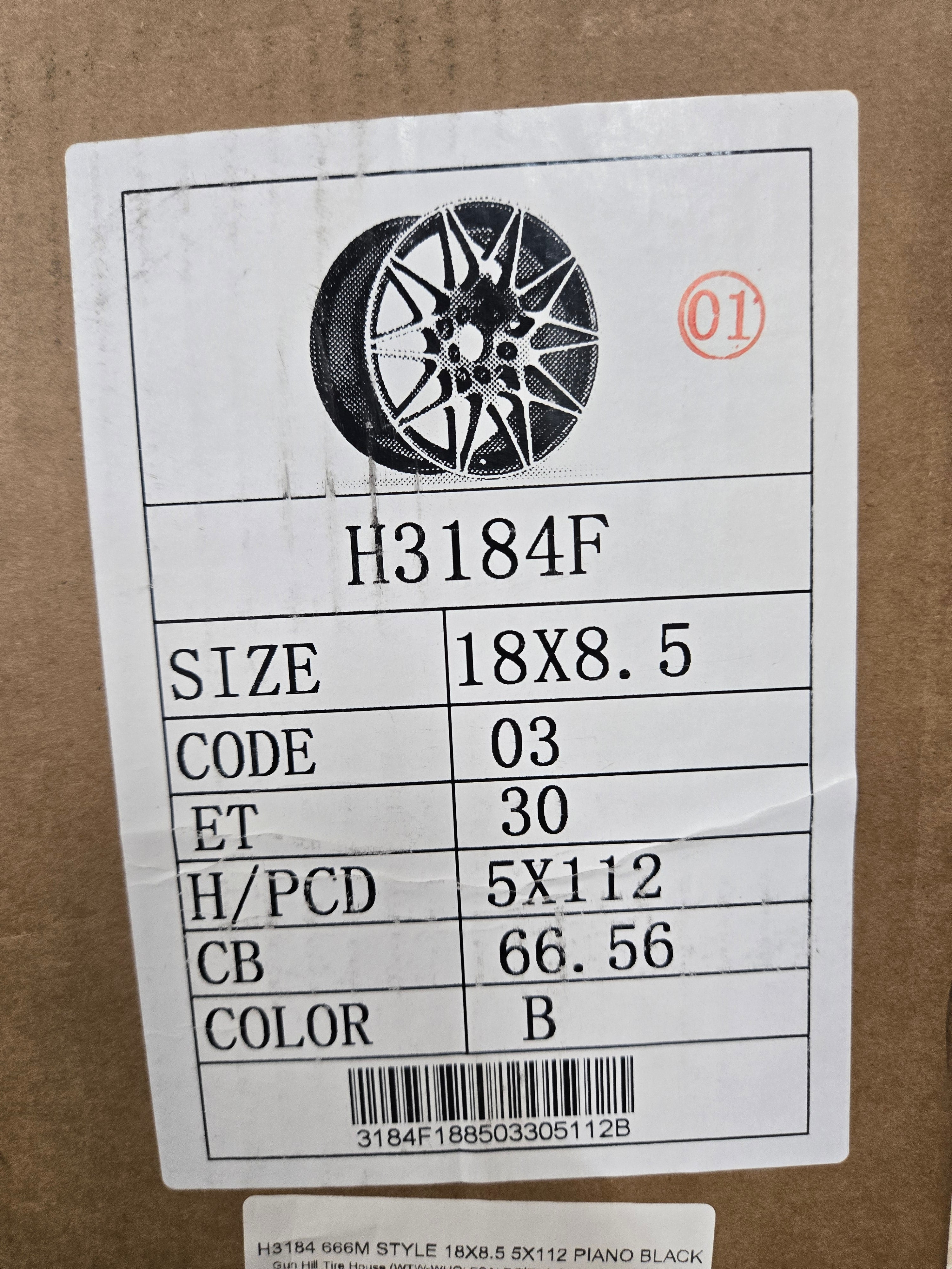 H3184F 18X8.5 5X112 GLOSS BLACK CB66.6 ET30