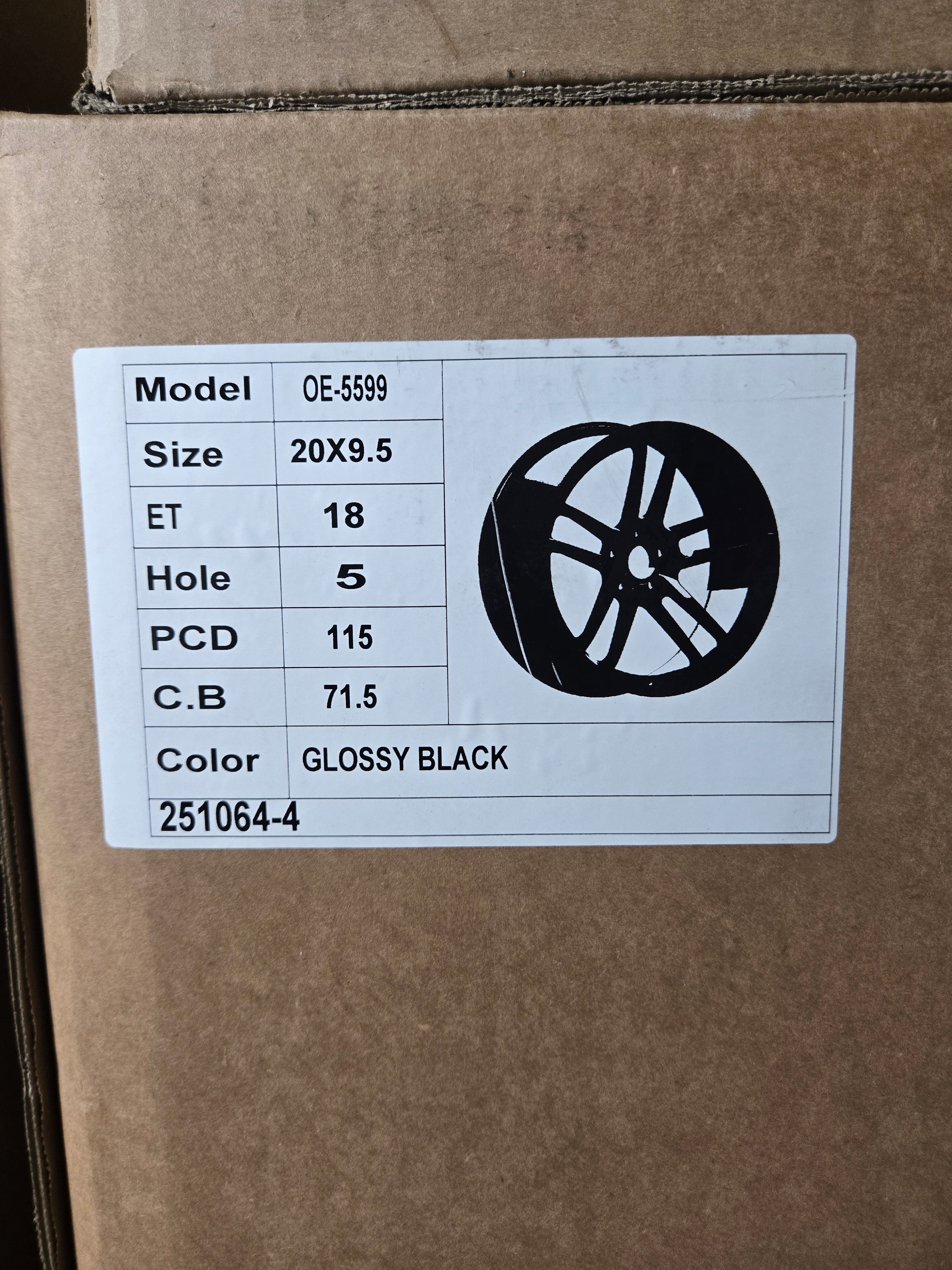OE-5599 20X9.5 5X115. GLOSS BLACK CB71.1 ET18
