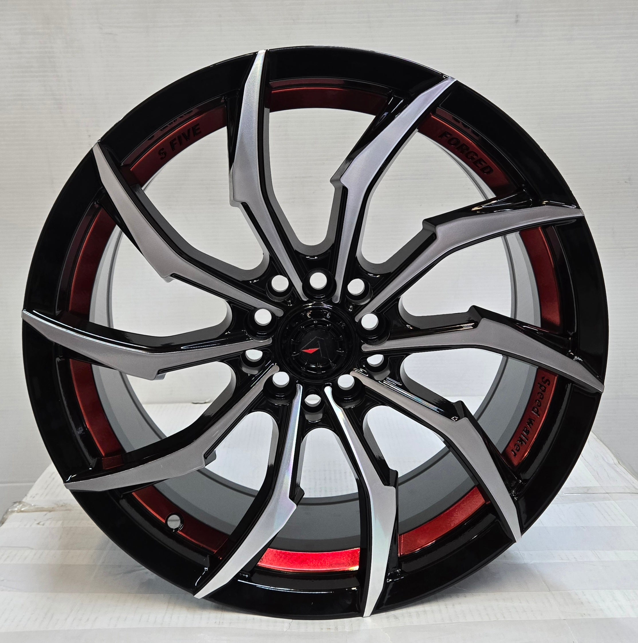 AXIA AF-200 17X7.5 5X100 5X114.3 GLOSS BLACK MACHINED RED UNDER CUT CB73.1 ET35