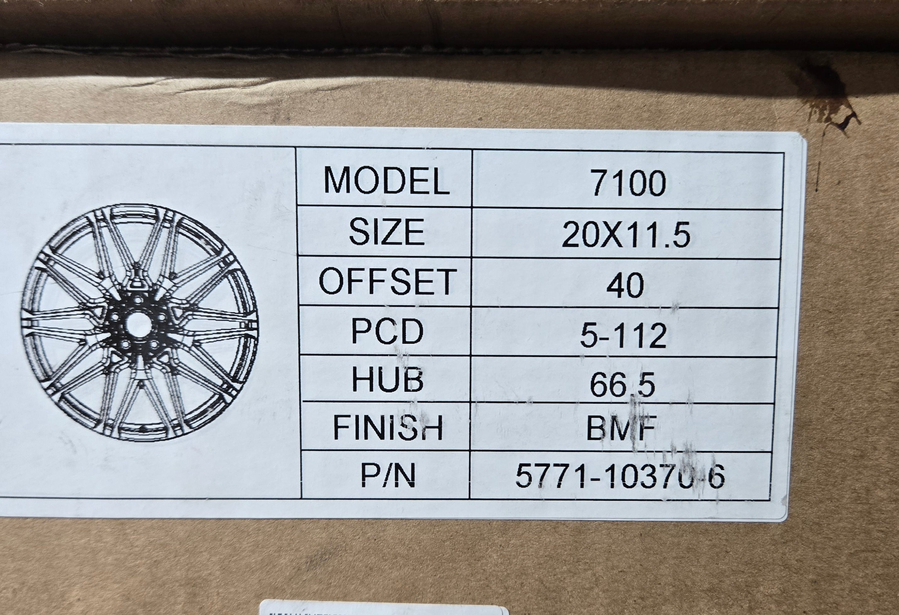 7100 20X11.5 5X112 BLACK MACHINED FACE CB66.6 ET40