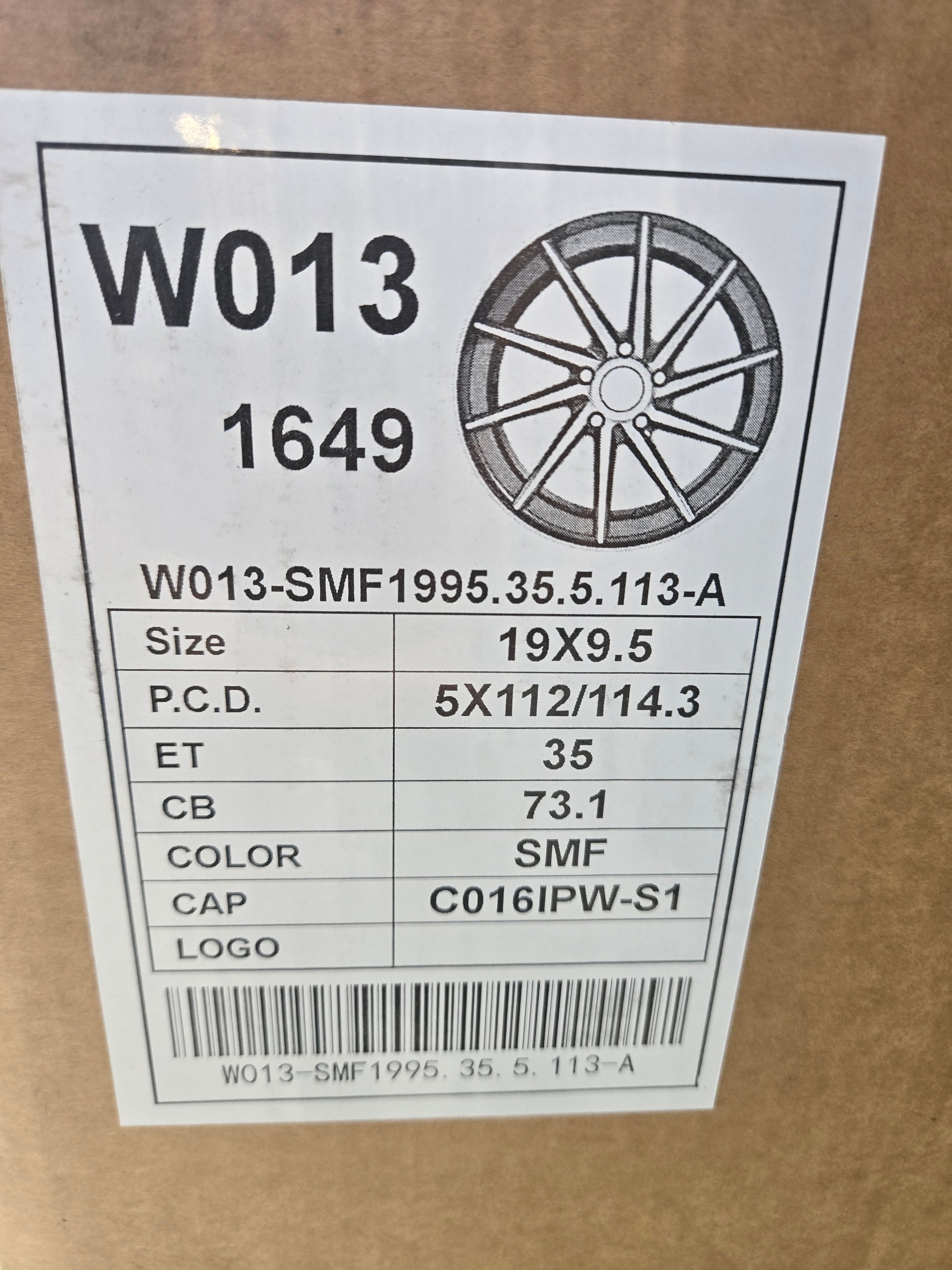 W013 1059 19x9.5 5x112 5x114.3 SILVER MACHINE FACE