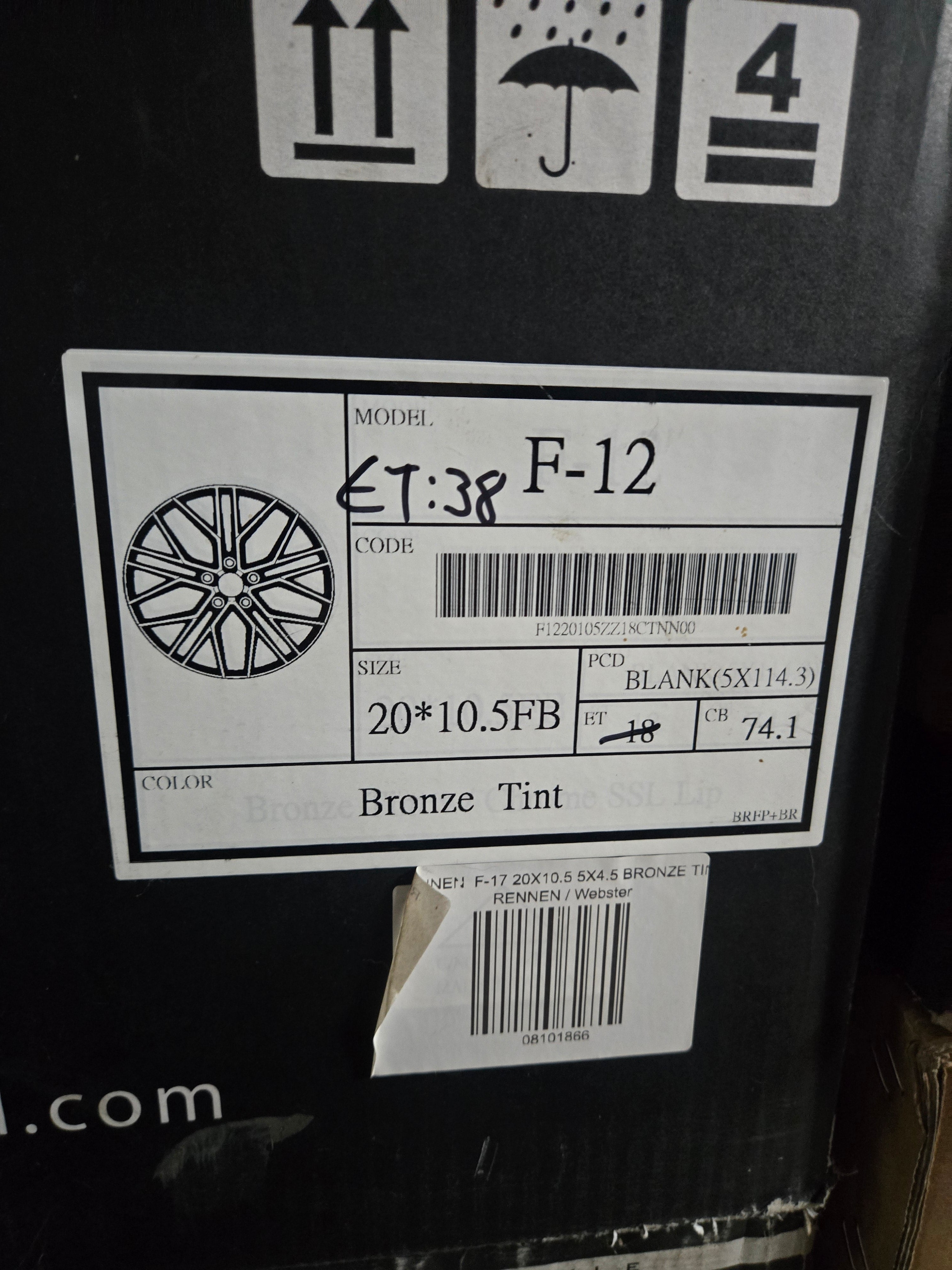 RENNEN F-12 20X10.5 BLANK BRONZE TINT 74.1 ET38
