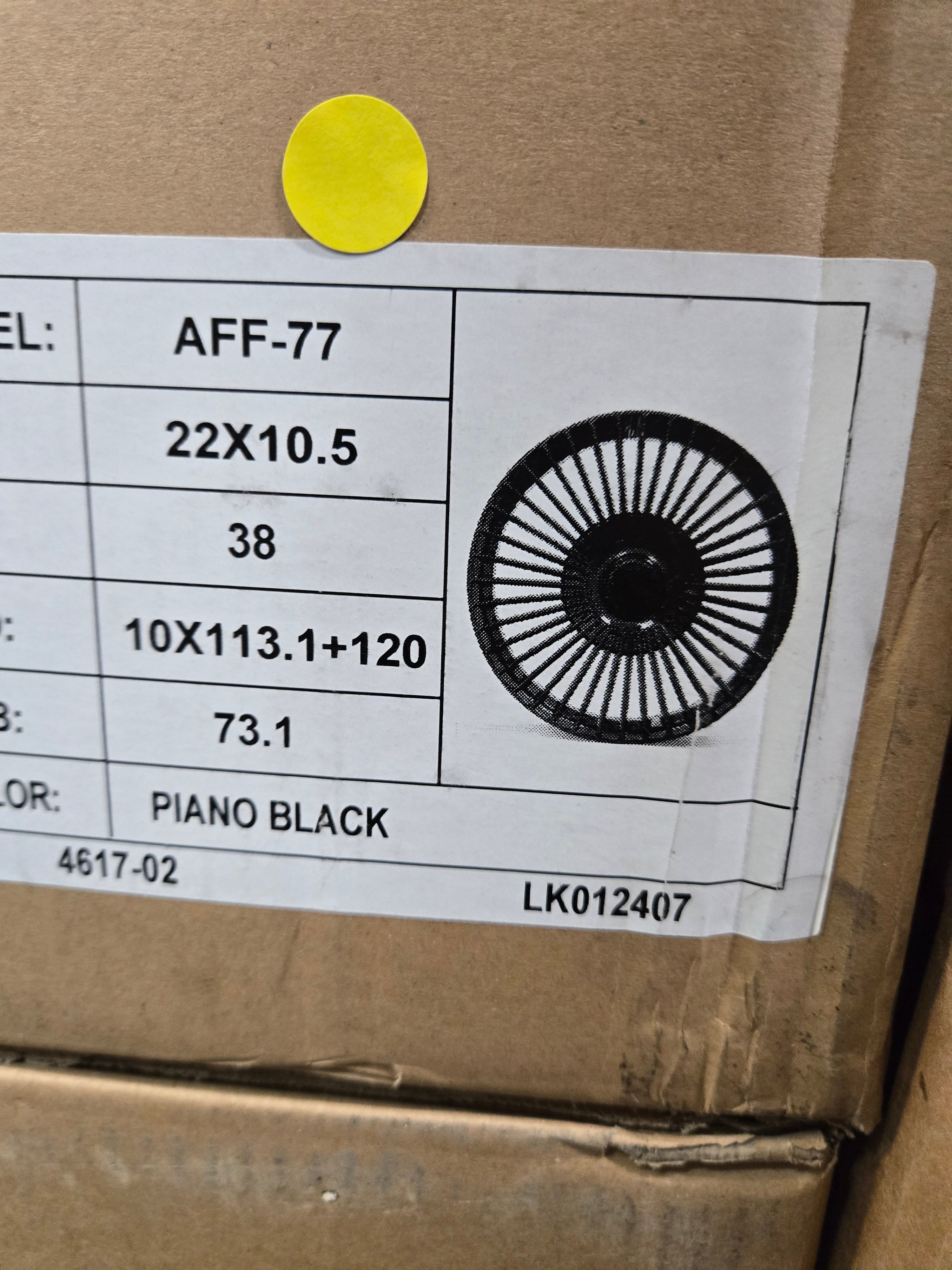 FF77 AFF-77 22X10.5 5X112 5X114.3 5X120 PIANO BLACK FLOATING CAP CB73.1 ET38