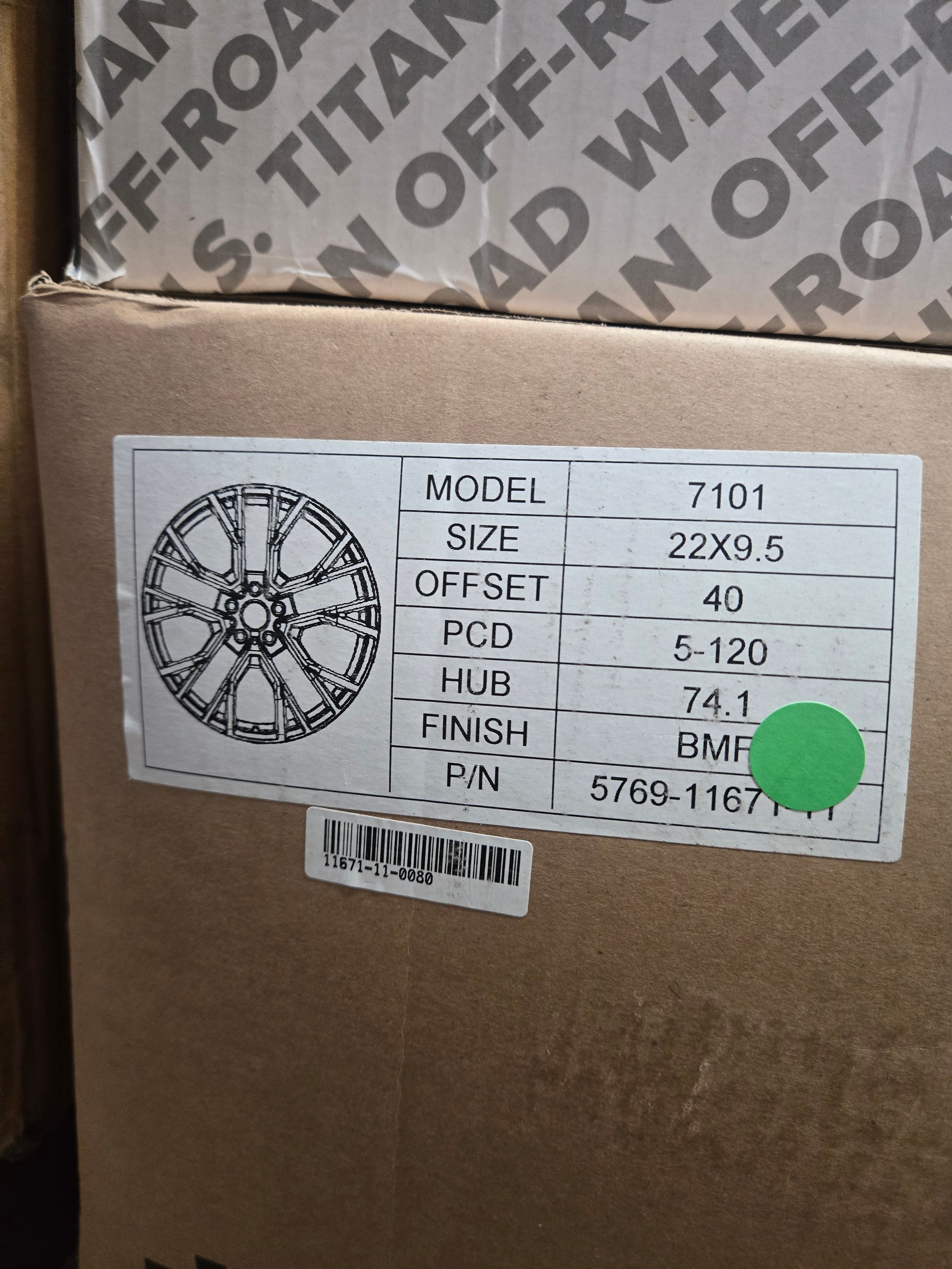 7101 WHEELS 22X9.5 5X120 BLACK MACHINED FACE CB74.1 ET40