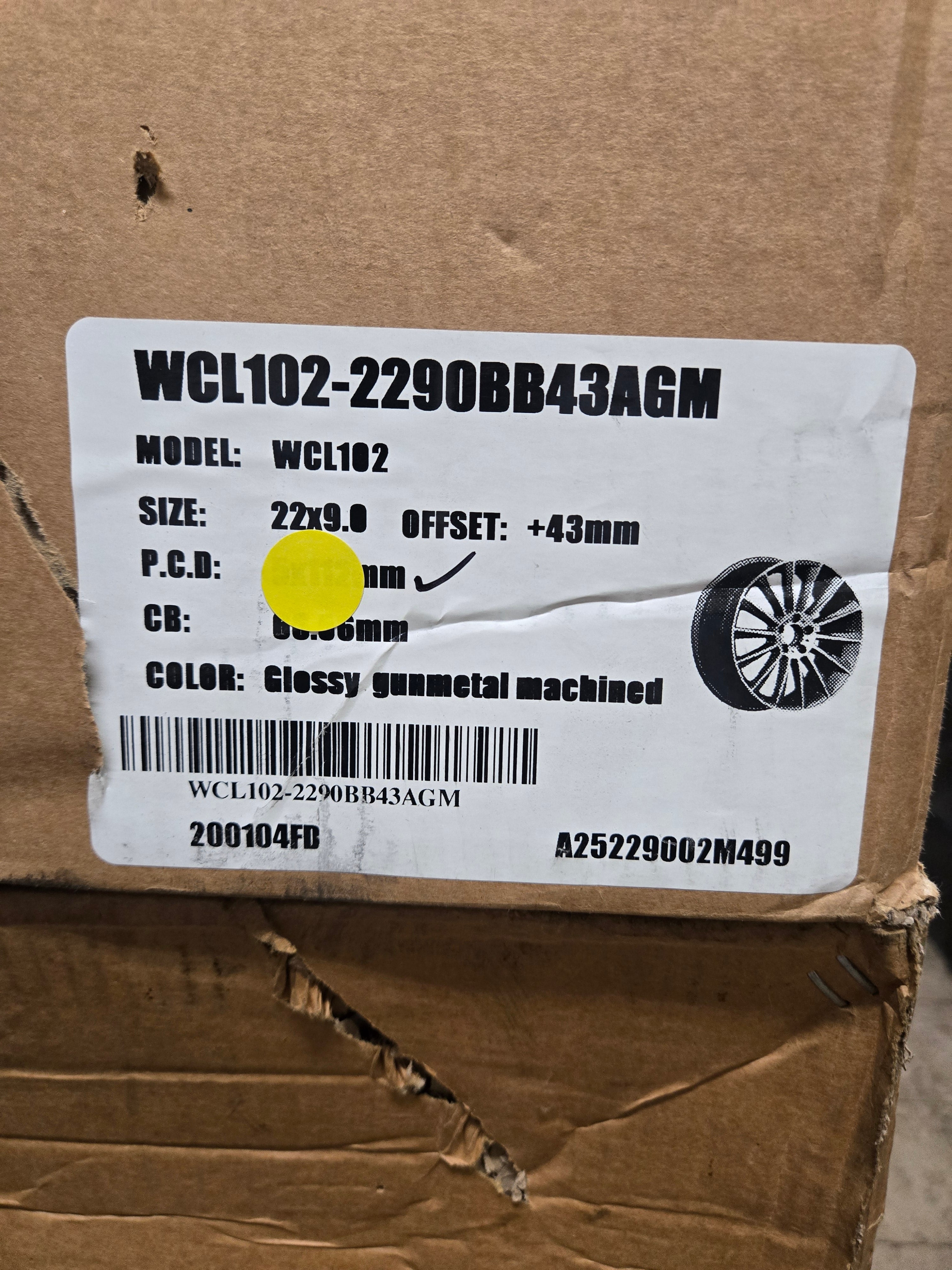 WCL102 22X9.0 5X114.3 GUNMETAL CB66.6 ET43