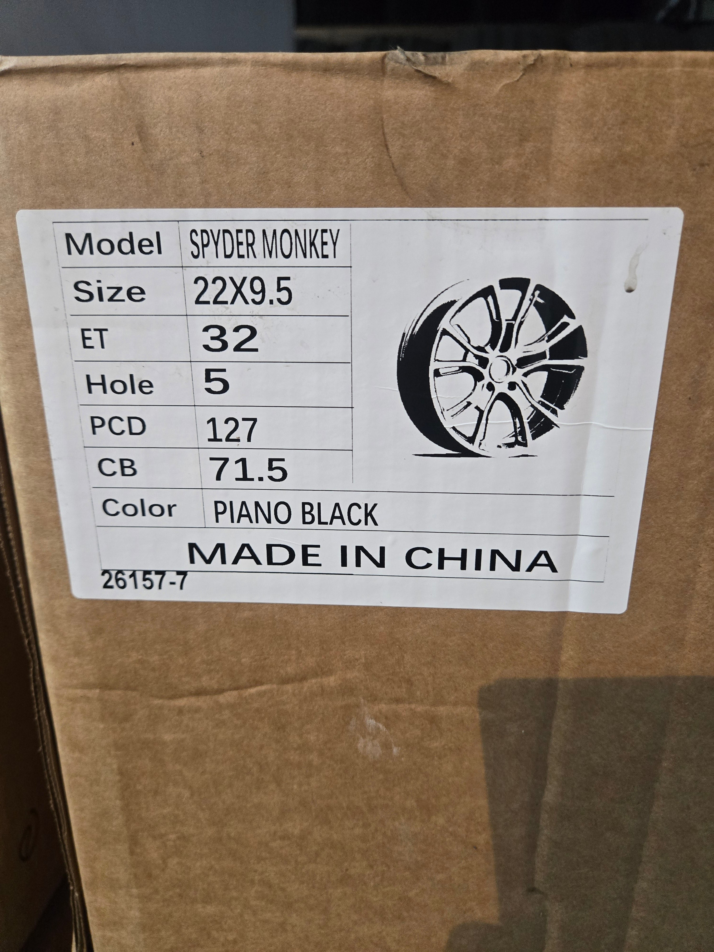 SPIDER MONKEY STYLE 22X9.5 5X127 PIANO BLACK CB71.1 ET32