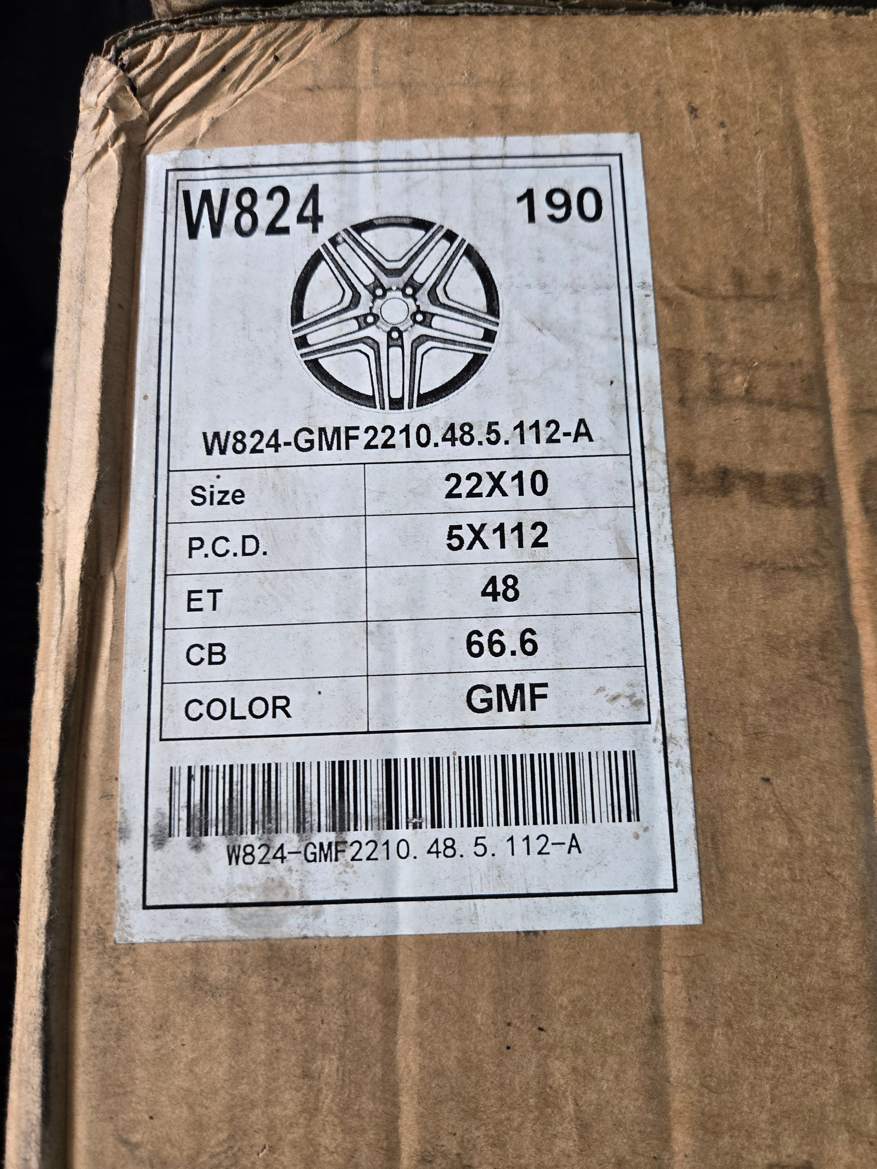 W824 22X10.0 5X112 GUNMETAL MACHINED FACE CB66.6 ET48