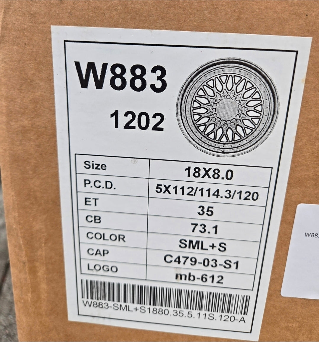 W883 18X8.0 5X112 5X114.3 5X120 SILVER CB73.1 ET35