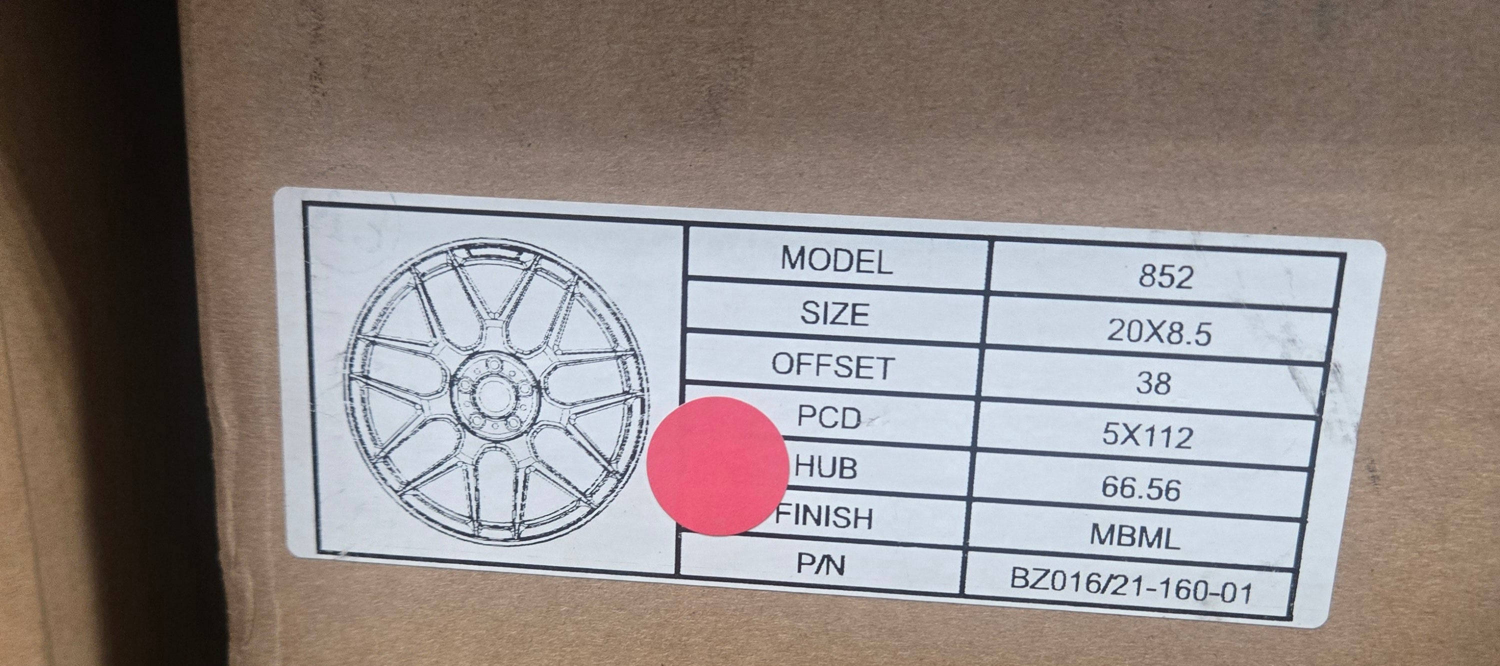 852 20X8.5 5X112 MBML CB66.6 ET38