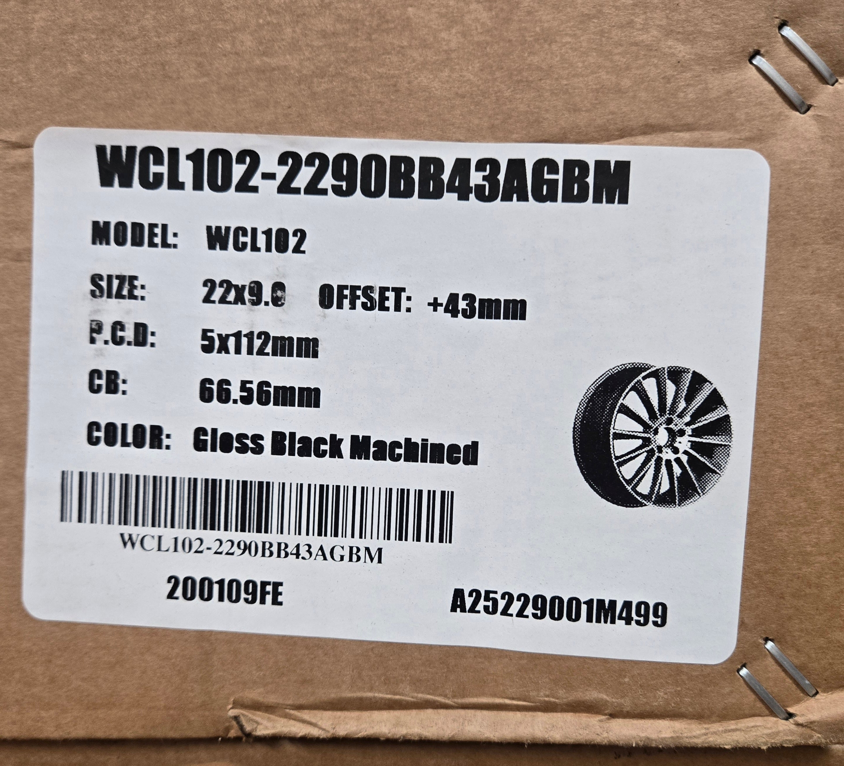 WCL102 22x9.0 5x112 BLACK MACHINED FACE CB66.6 ET35