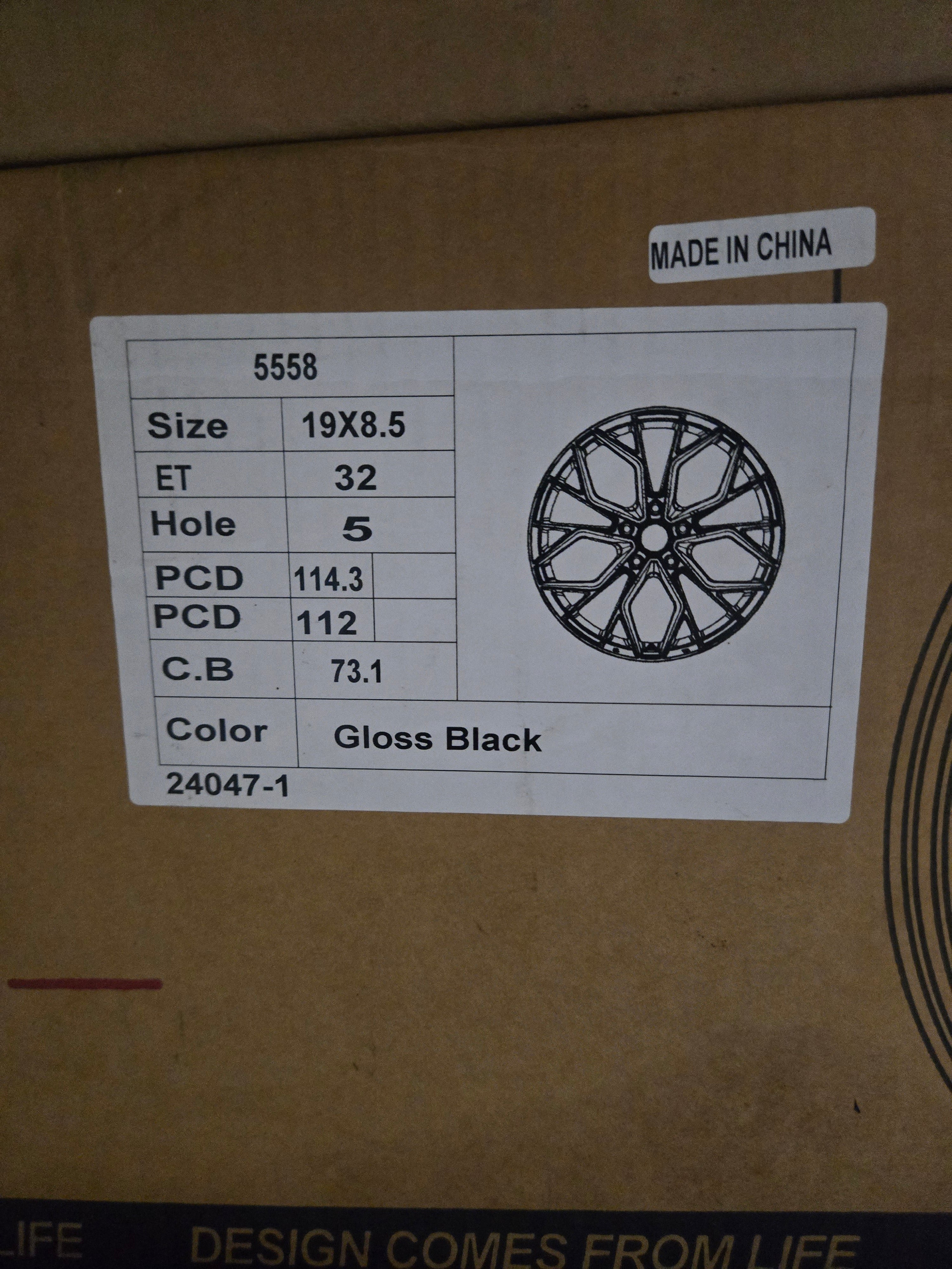 5558 19X8.5 5X112 5X114.3 GLOSS BLACK CB73.1 ET32