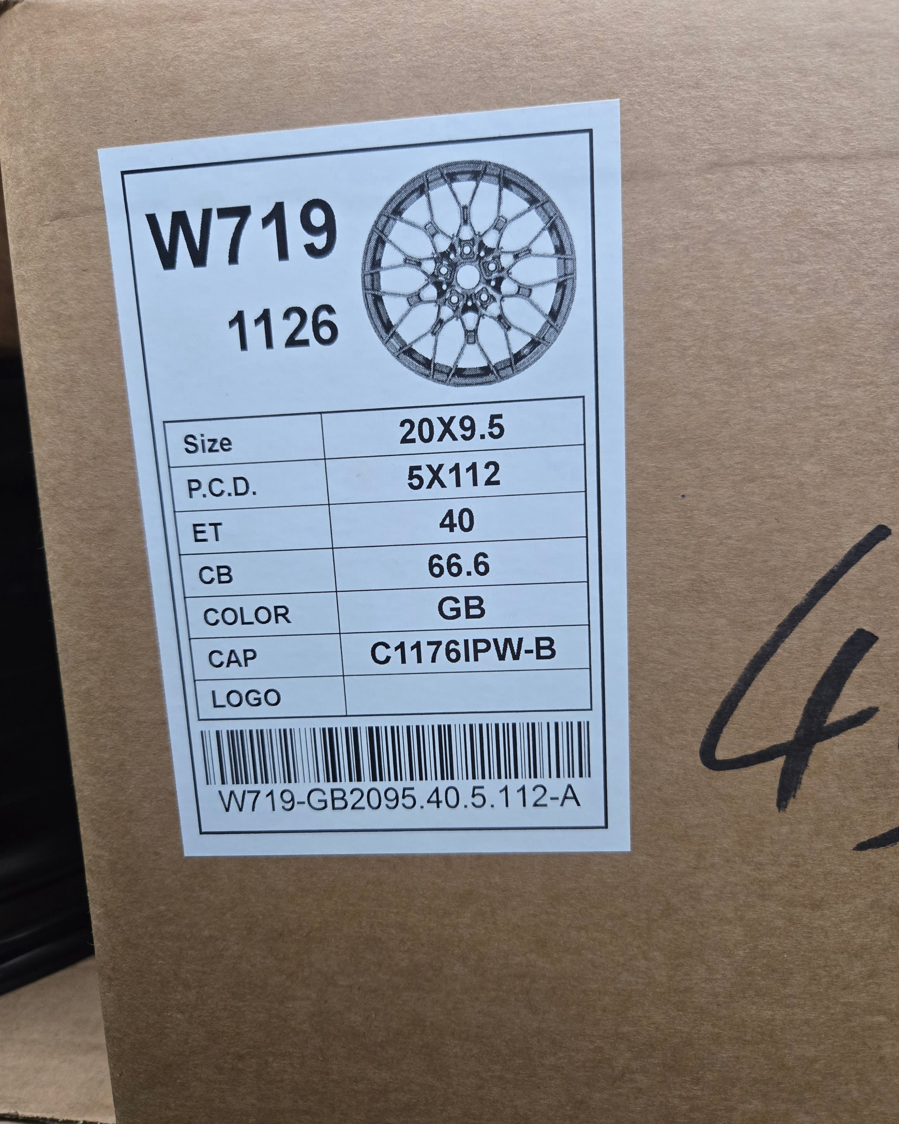W719 20X9.5 5X112 GLOSS BLACK CB66.6 ET40