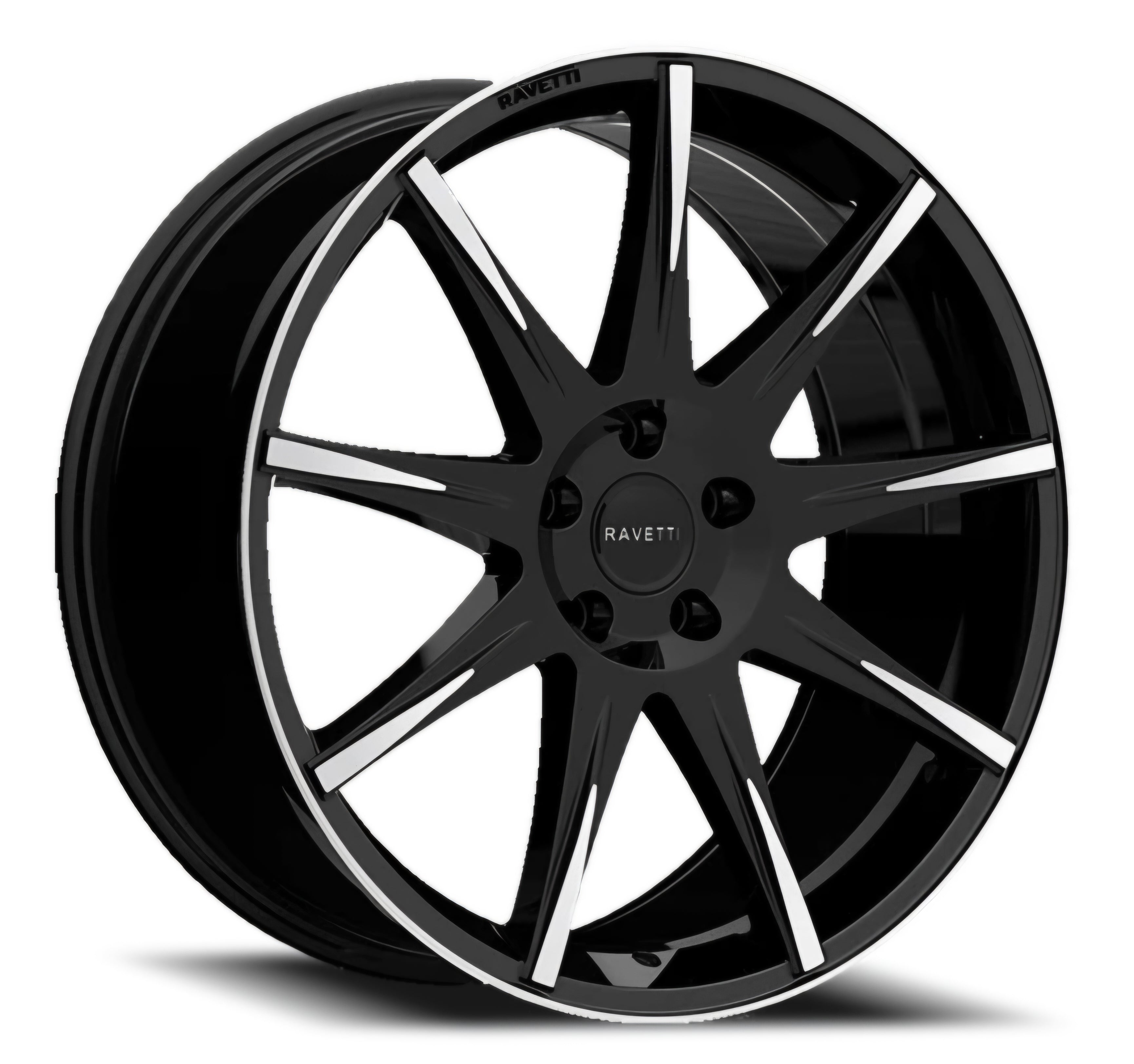 RAVETTI M9 18X8.5 5X114.3 5X112 BLACK MACHINED FACE CB73.1 ET35