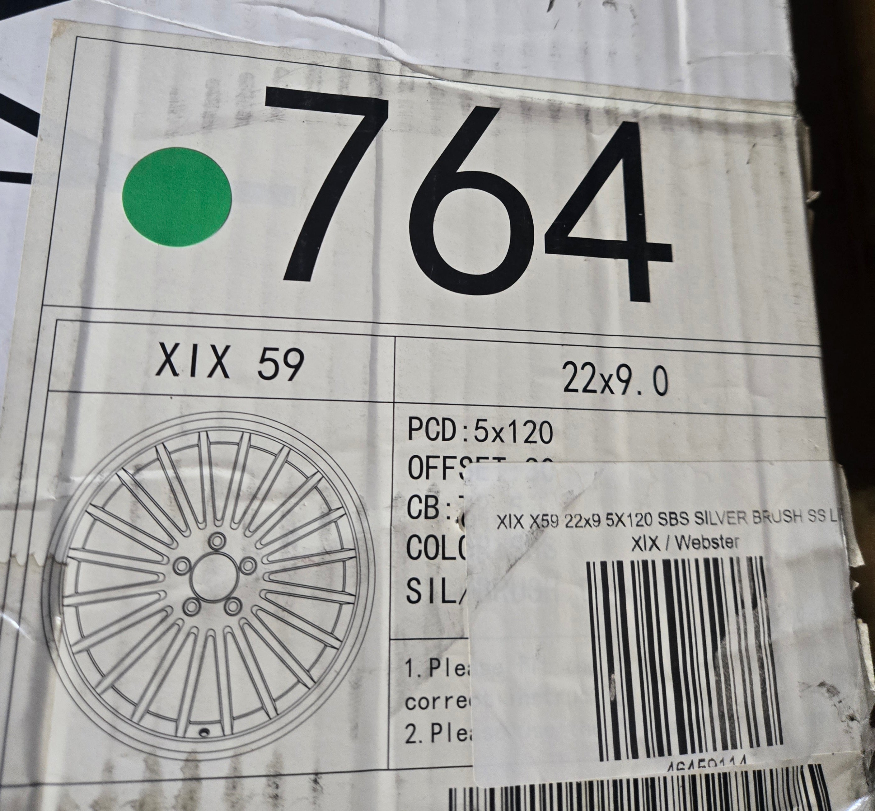 XIX X59 22X9.0 5X120 SILVER CB73.1 ET35