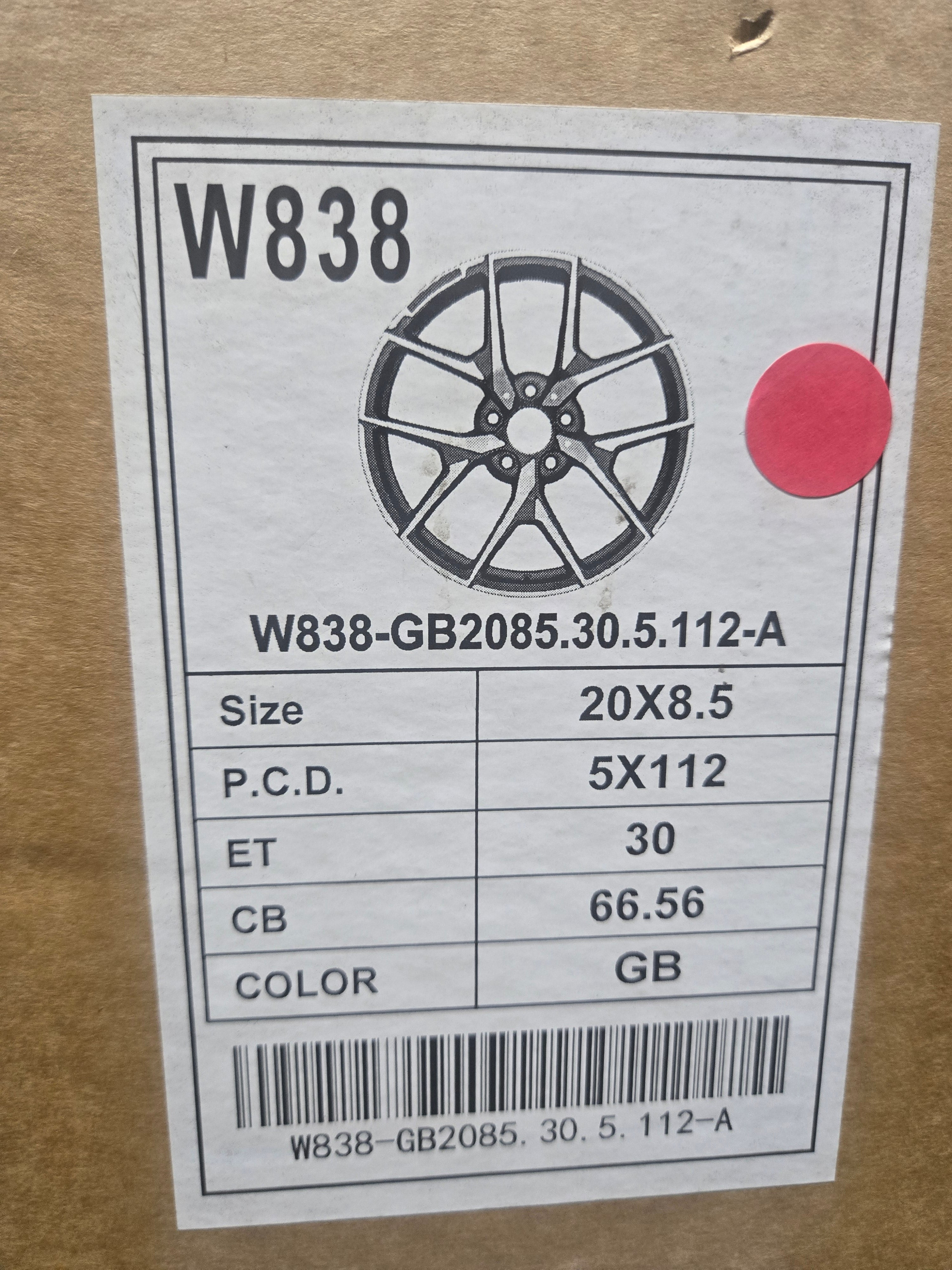 W838 20X8.5 5X112 BLOSS BLACK CB66.56 ET30