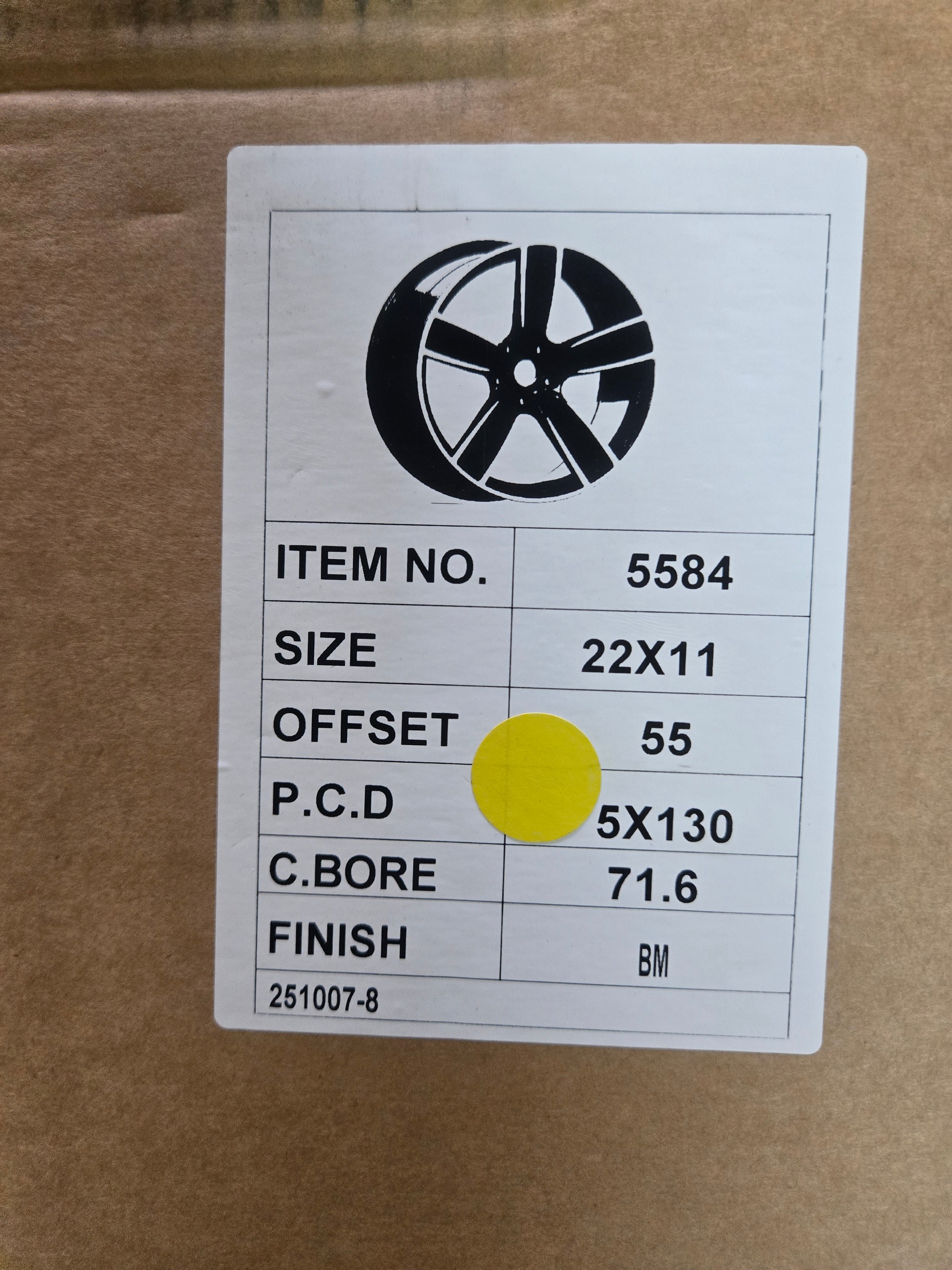 OE-254 5584 22X11 5X130 BLACK MACHINE FACE CB 71.6 ET55
