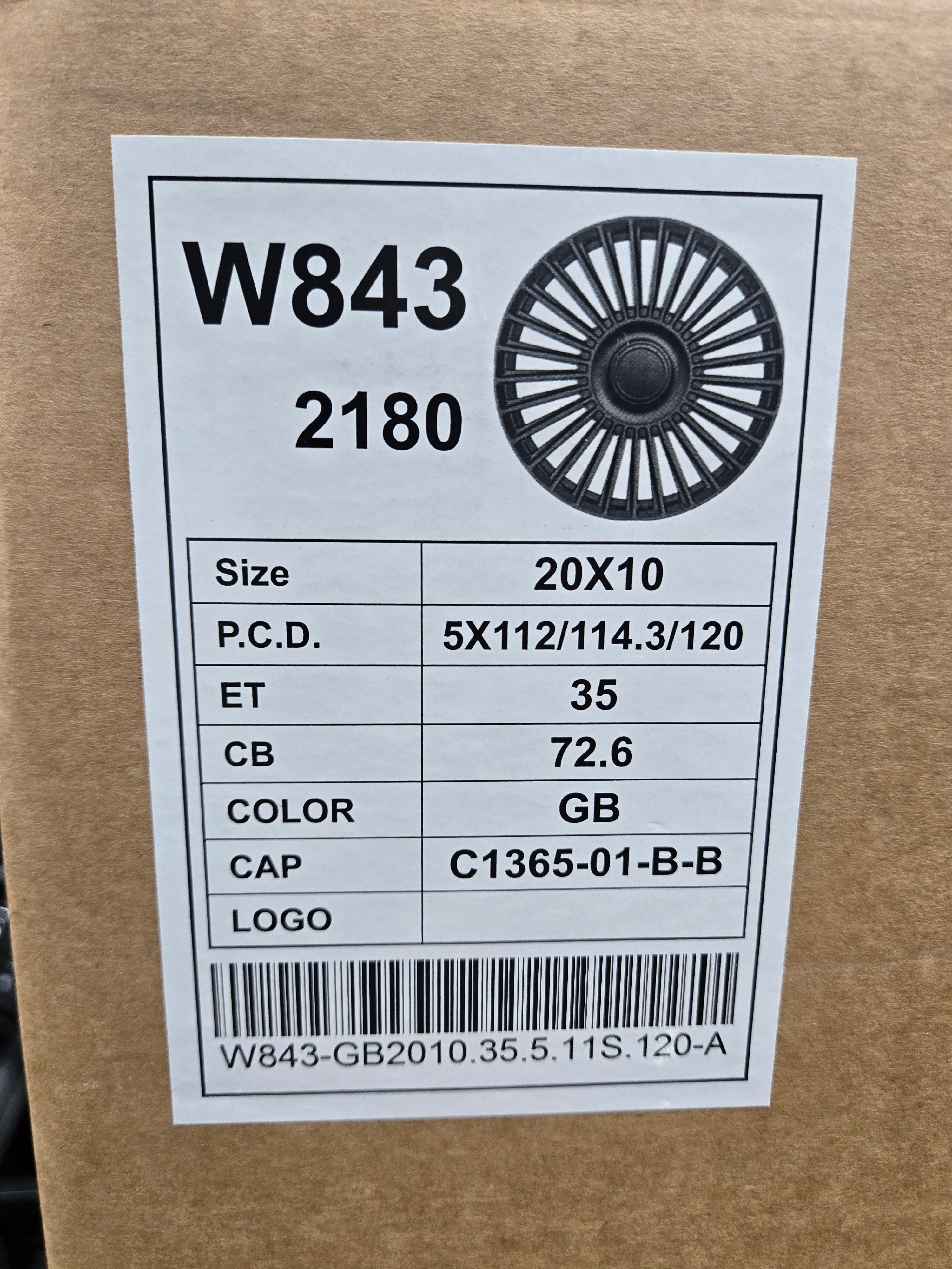 W841F W843 20X10.0 5X112 5X114.3 5X120 GLOSS BLACK CB72.1 ET35
