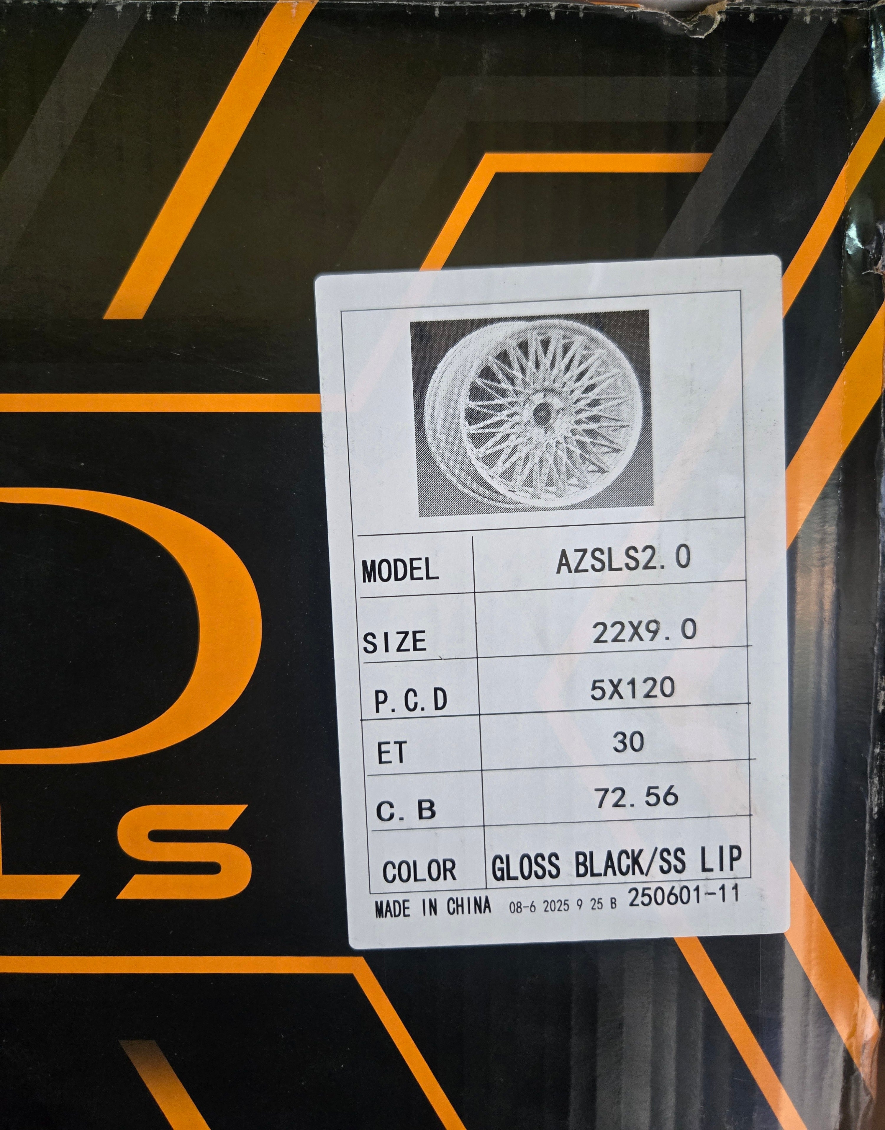 AZAD AZSLS2.0 22X9.0 5X120 GLOSS BLACK SS LIP CB72.56 ET30