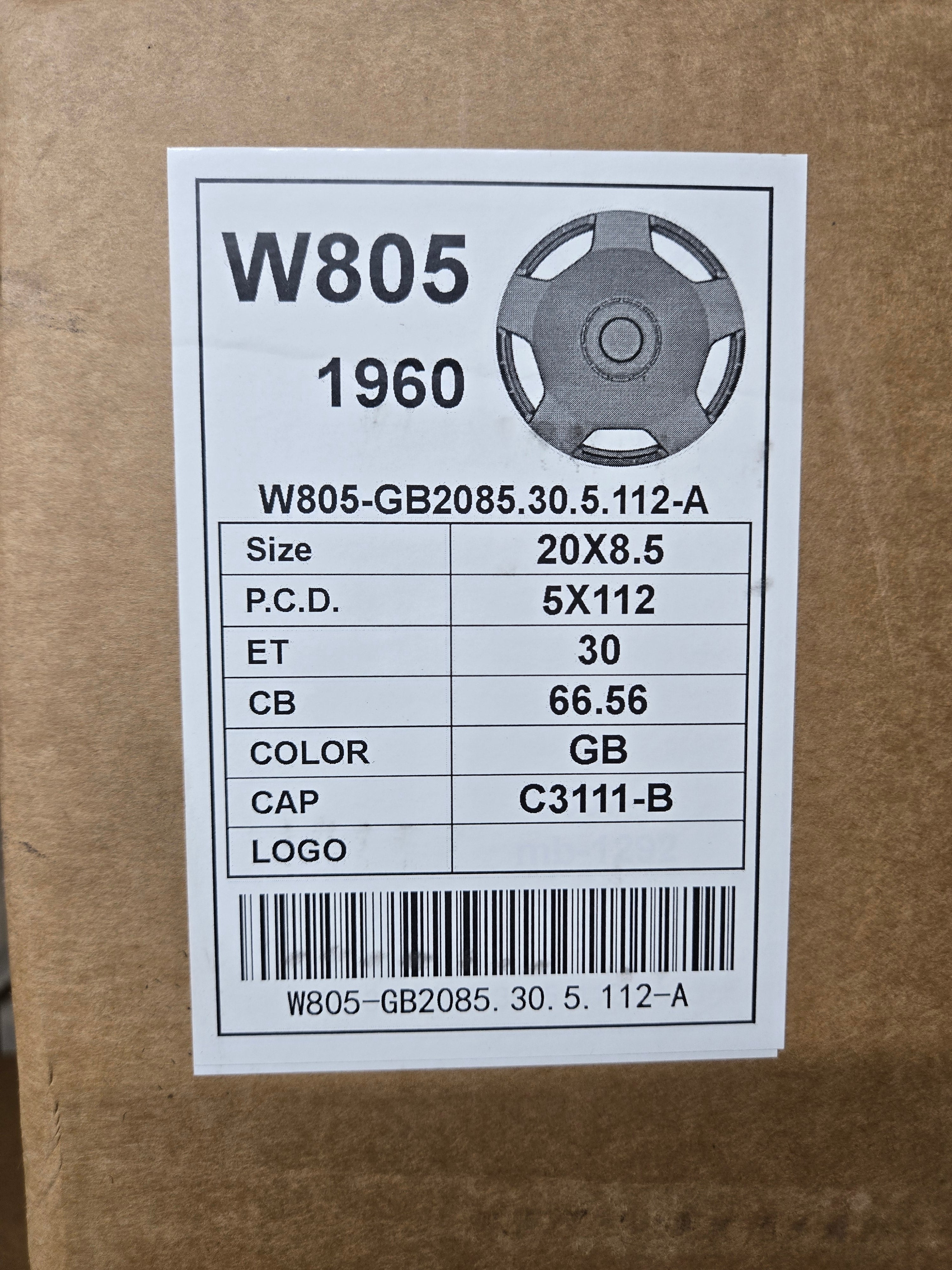 W805 F3111 20×8.5 5×112 GLOSS BLACK CB66.1 ET35