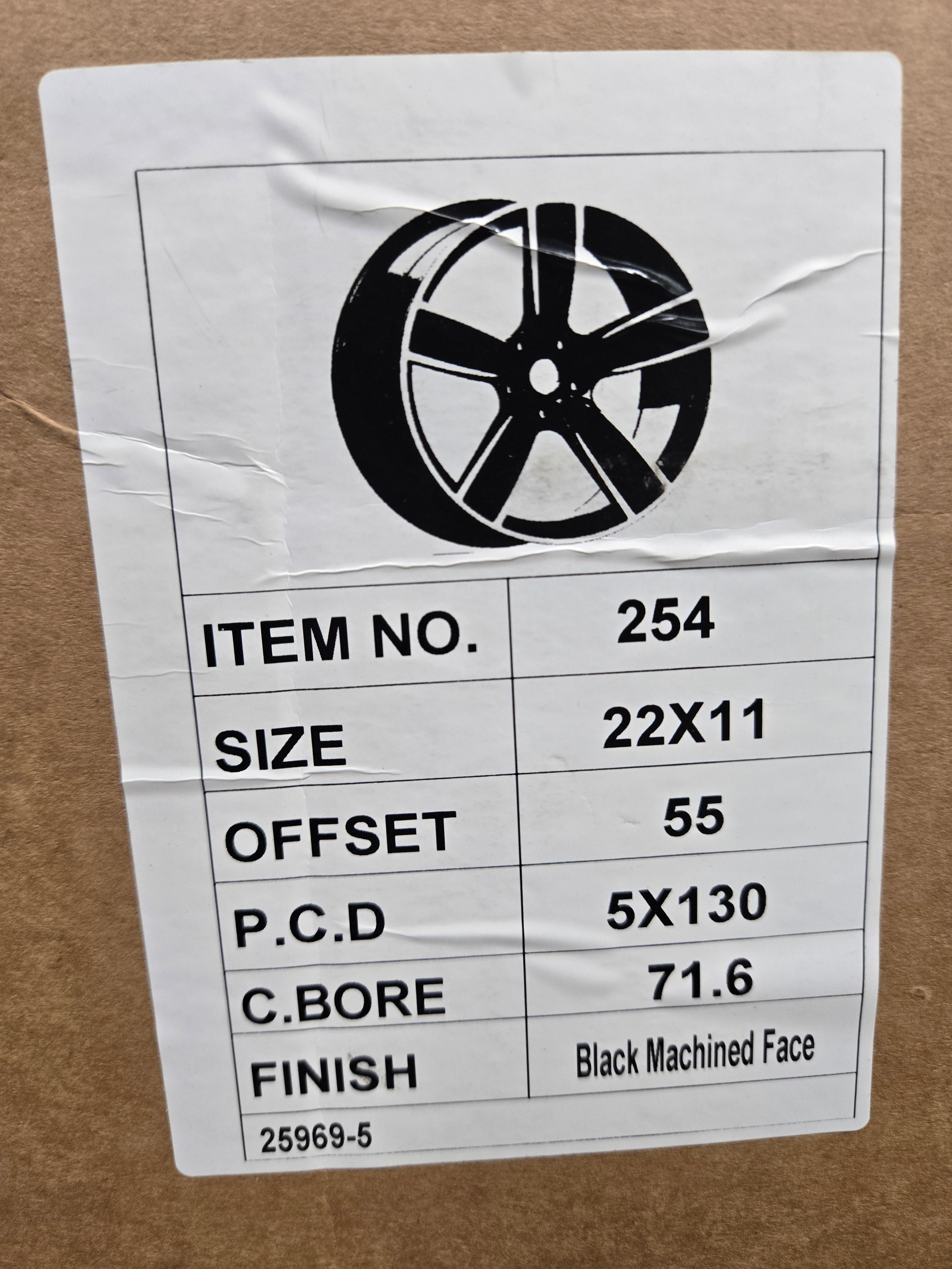 OE-254 5584 22X11 5X130 BLACK MACHINE FACE CB 71.6 ET55