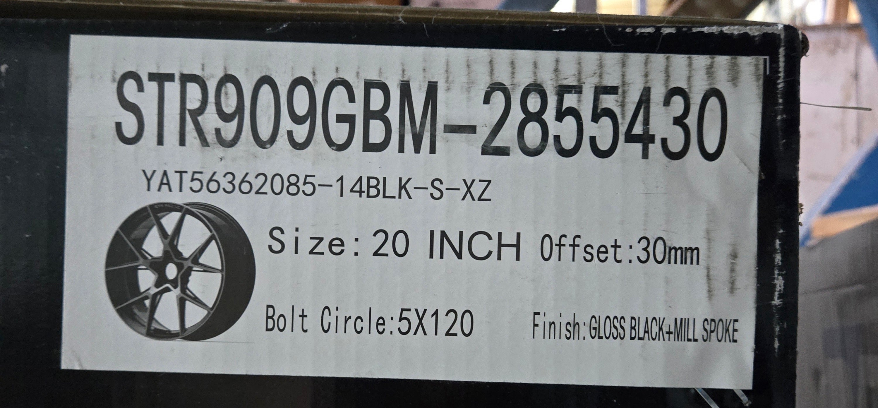 STR 909 20X8.5 5X120 GLOSS BLACK  CB72.1 ET35