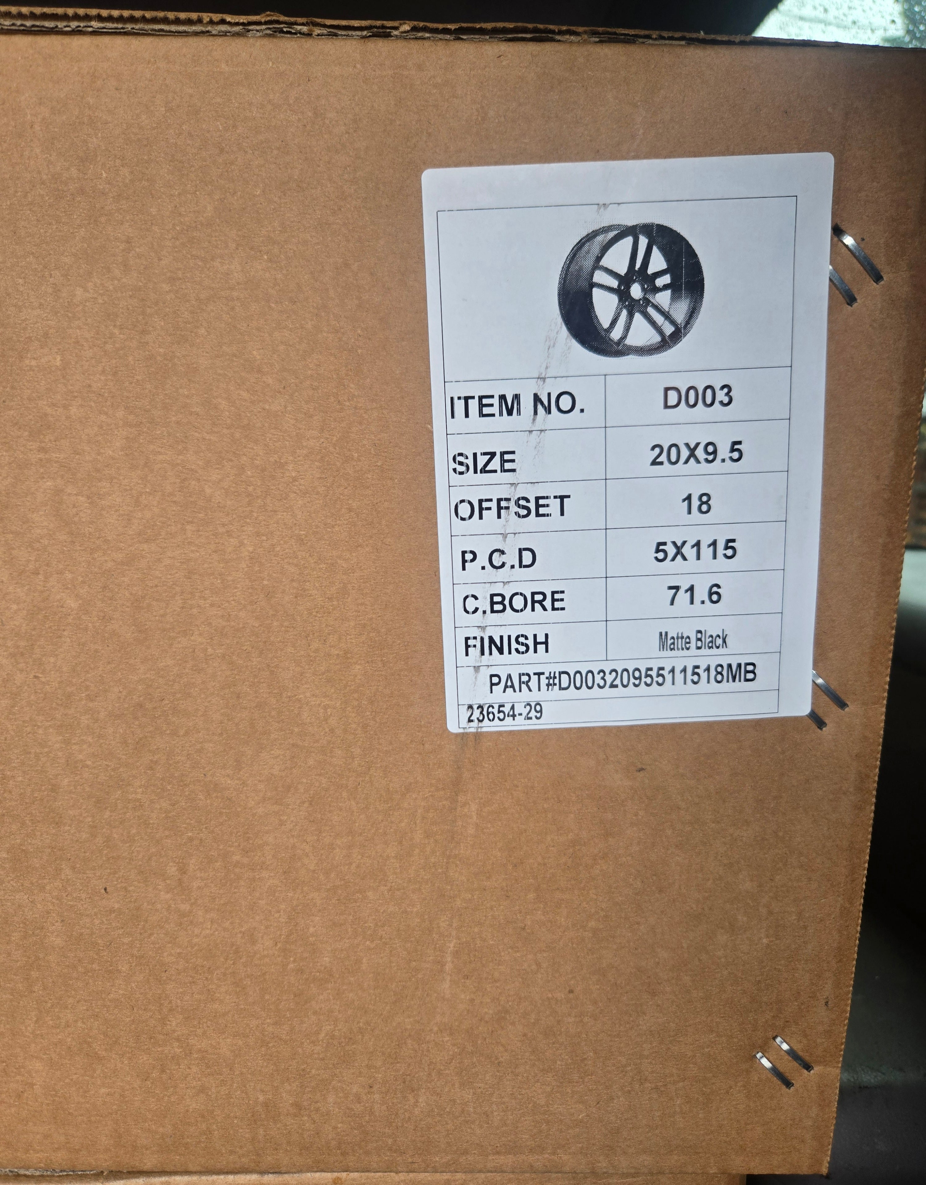 D003 20X9.5 5X115 MATTE BLACK CB71.6 ET18