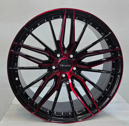 VELARO VR-29 20X8.5 5X114.3 GLOSS BLACK MILLED SPOKES RED