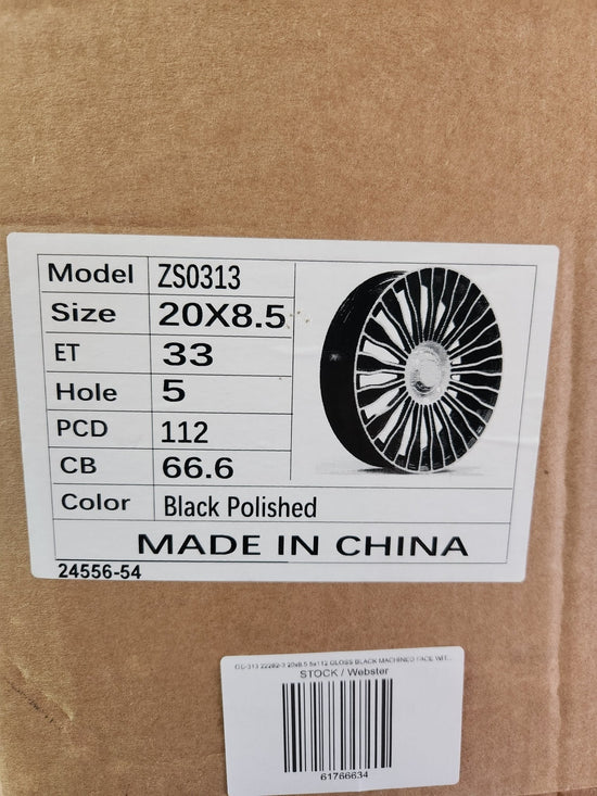 OE-0313 20x8.5 5x112 GLOSS BLACK MACHINED FACE FLOATING CAP CB66.1 ET32