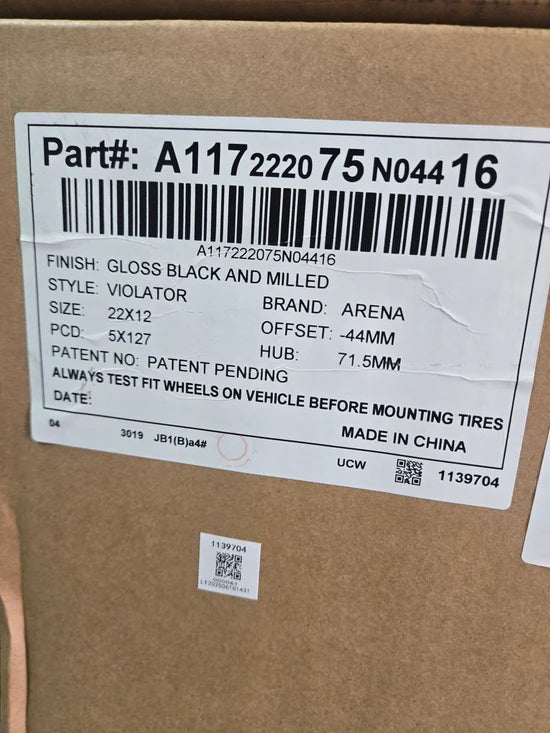 ARENA A117 22X12 5X127 GLOSS BLACK AND MILLED