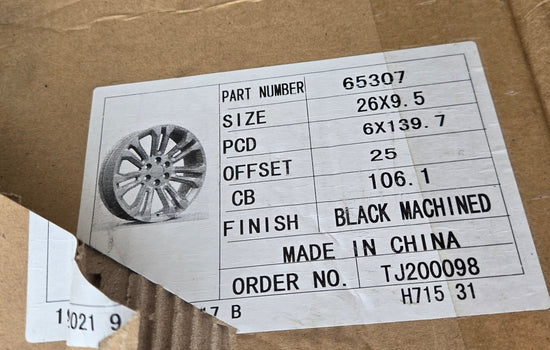 WEOE-GM-65307 26X9.5 6X139.7 GLOSS BLACK MACHINED FACE