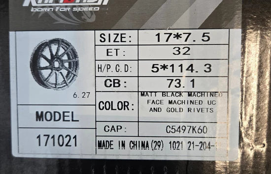 RAPIDASH PW -RD2 17X7.5 5X114.3 MATTE BLACK MACHINED CUT AND GOLD RIVI