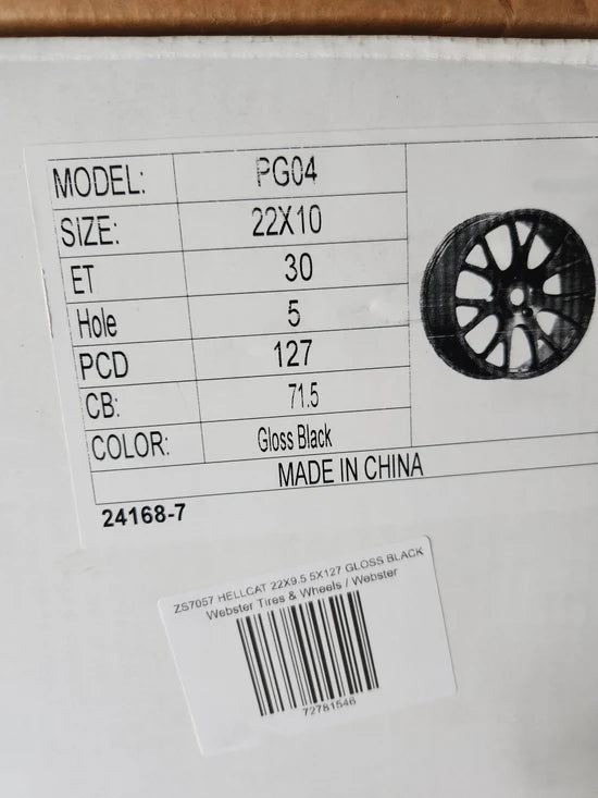 ZS7057 HELLCAT PG04 22X10 5X127 GLOSS BLACK