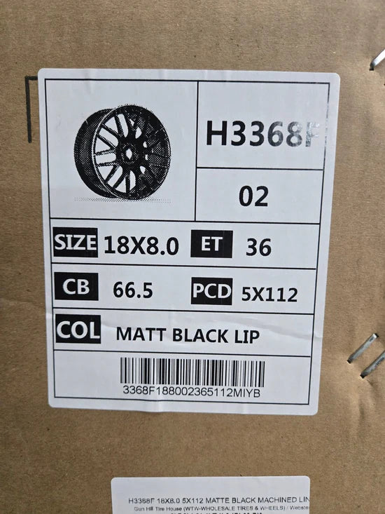 H3368F 18X8.0 5X112 MATTE BLACK MACHINED LINE CB66.1 ET35