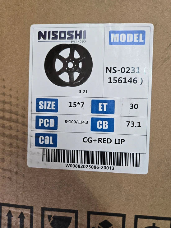 NISOSHI NS231 TE37 15X7.0 4X100 4X114.3 MATTE GRAPHITE RED LIP LETTERING