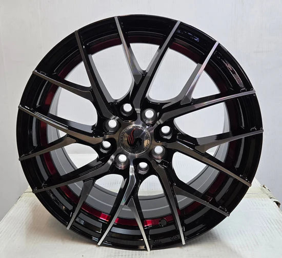 PEGASUS D557 15X7.0 4X100 4X114.3 PIANO BLACK RED UNDER-CUT