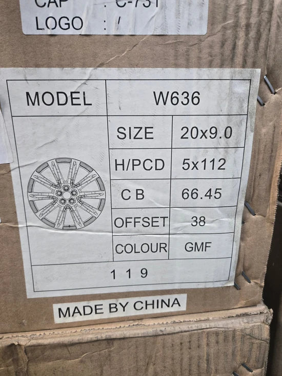 W636 20X9.0 5X112 GUN METAL MACHINED FACE