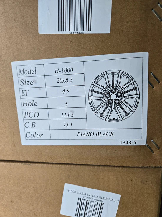 H1000 20x8.5 5x114.3 GLOSS BLACK CB73.1 ET48