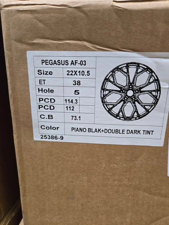 PEGASUS-5558 22x10.5 5x112 / 5x114.3 GLOSS BLACK MACHINED FACE DARK TINTED
