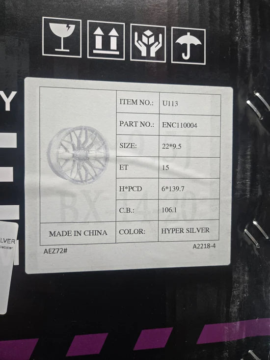 ENCORE U113 ENC110 22X9.5 6X139.7 HYPER SILVER