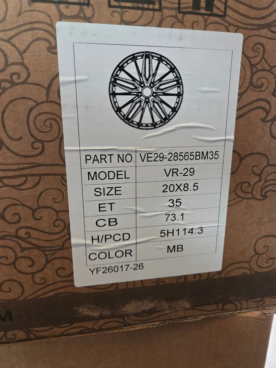 VELARO VR-29 20X8.5 5X114.3 GLOSS BLACK MACHINED FACE