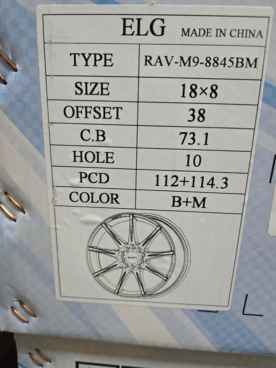 RAV-M9 18x8.0 5x112 / 5x114.3 BLACK MACHINED FACE CB73.1 ET35